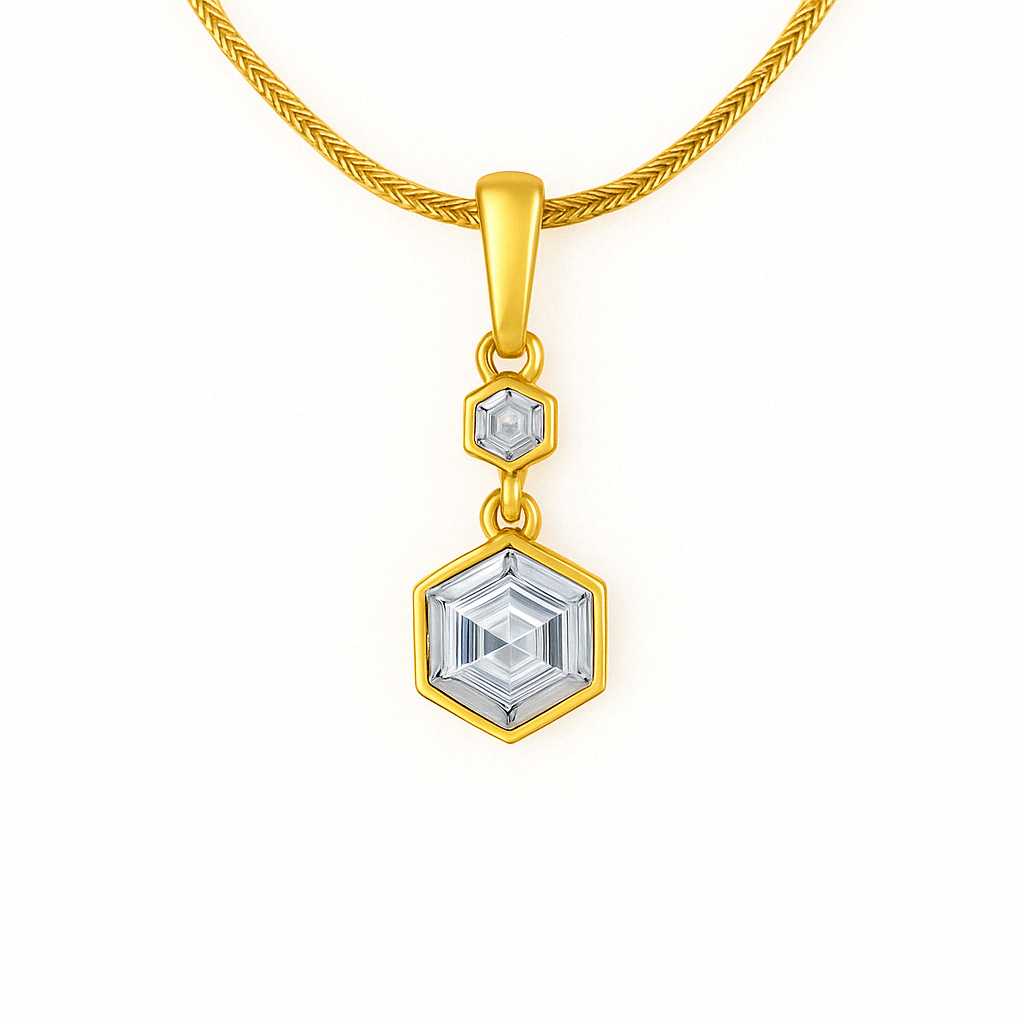 GeoGlow Hexa Diamond Pendant Set – 1.25 Ct Lab Diamonds