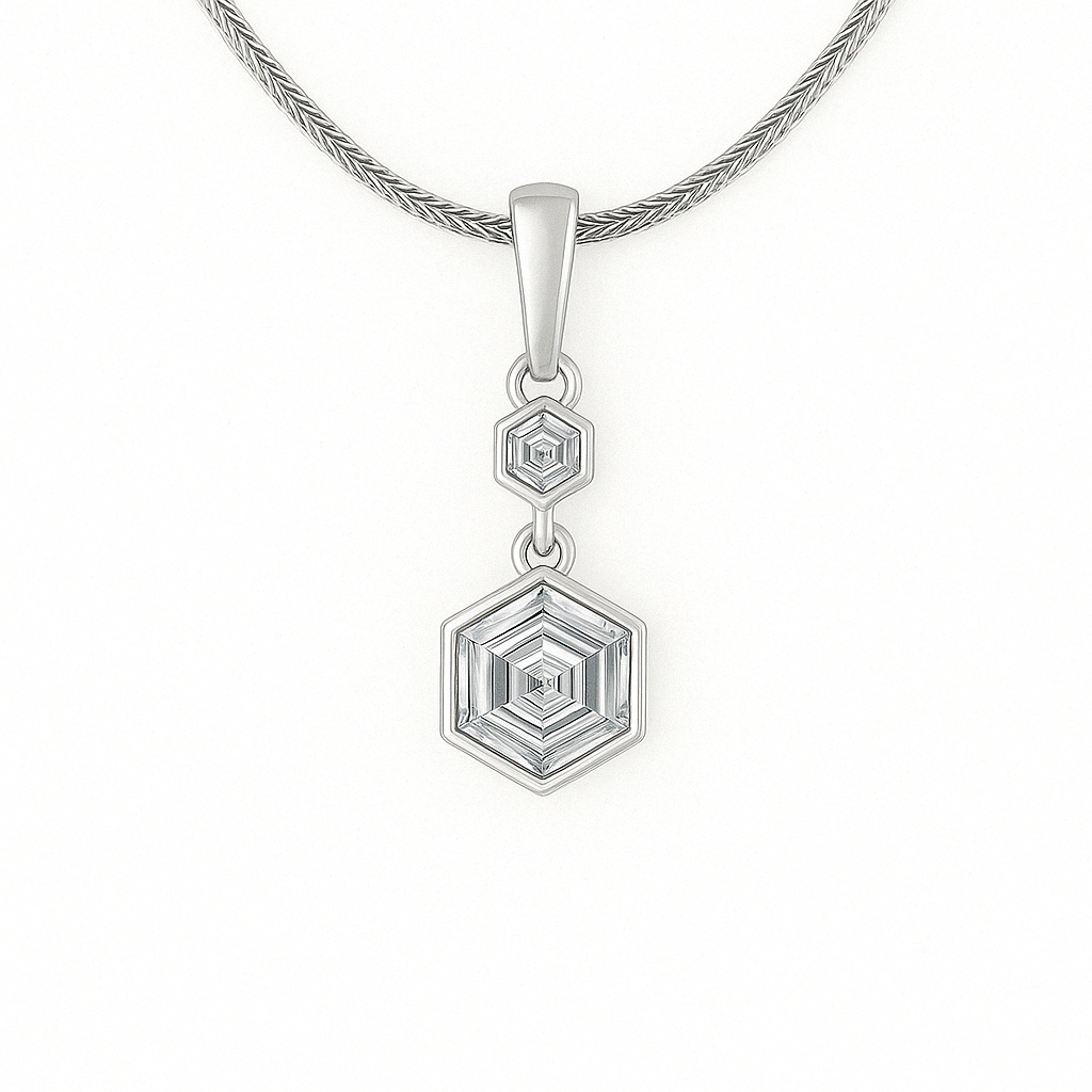 GeoGlow Hexa Diamond Pendant Set – 1.25 Ct Lab Diamonds