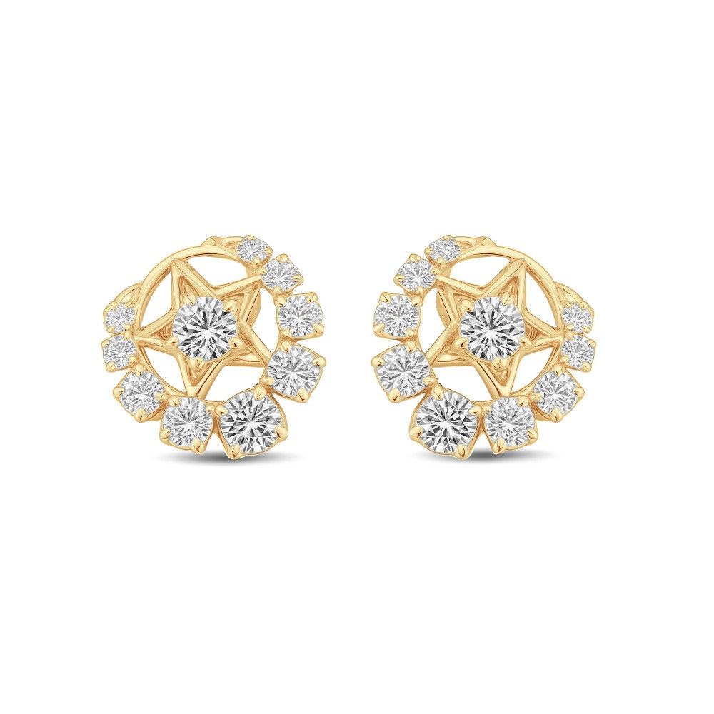 Vintage Moon & Star Charm earring set 1.00 ct lab diamond