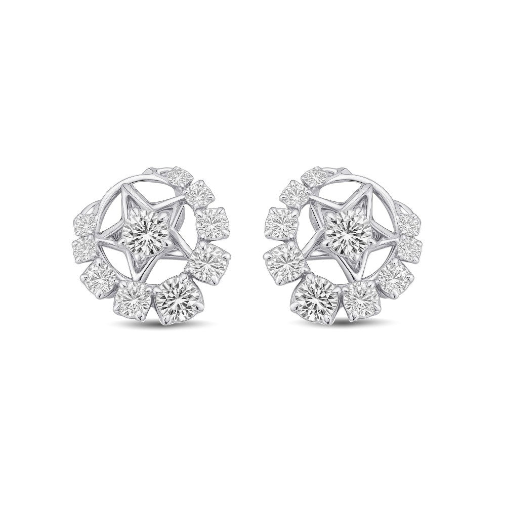 Vintage Moon & Star Charm earring set 1.00 ct lab diamond