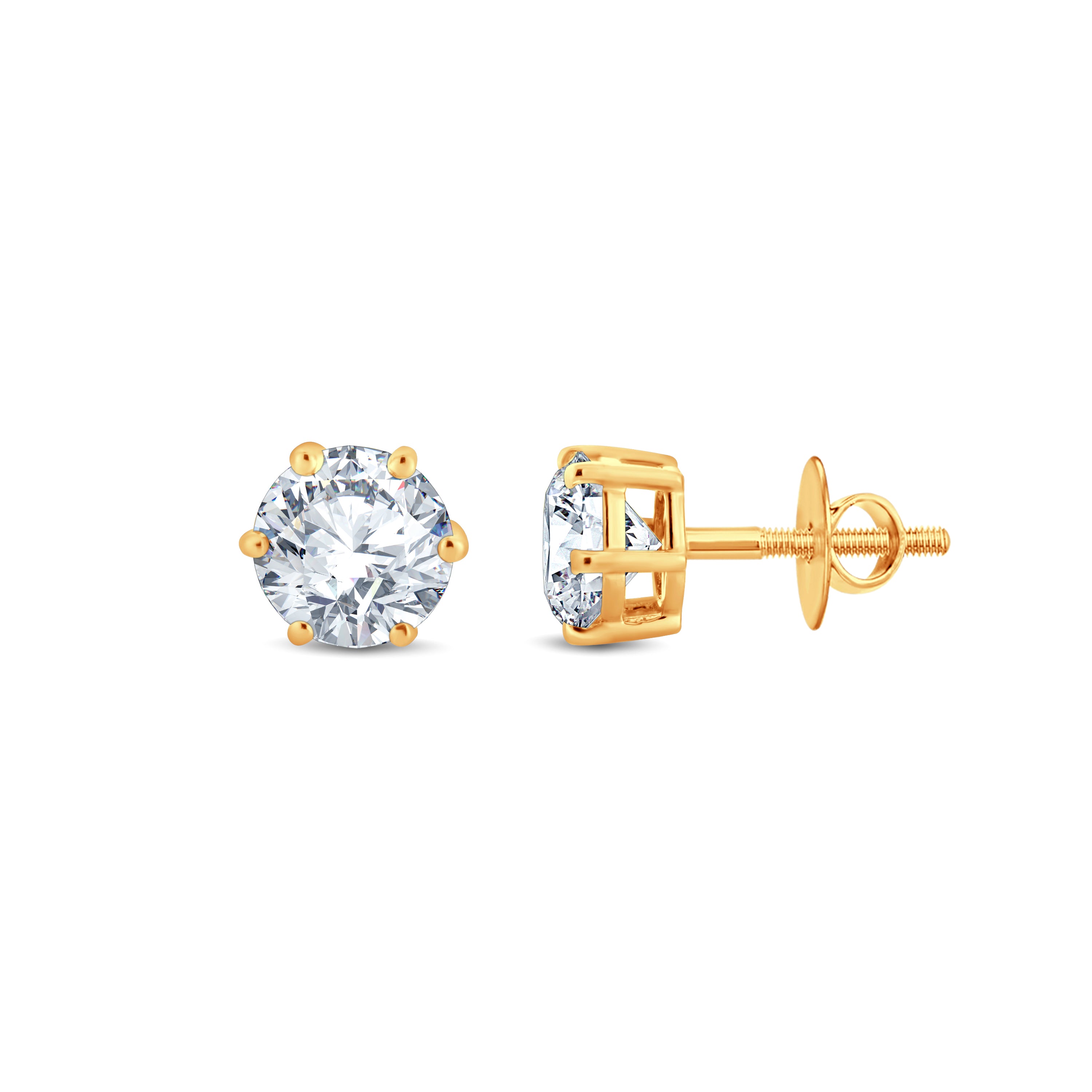 Ever classic solitaire studs ranging from 0.25cts upto 1.50 cts each set in 925 silver with 18kt vermeil plating or 10kt Gold