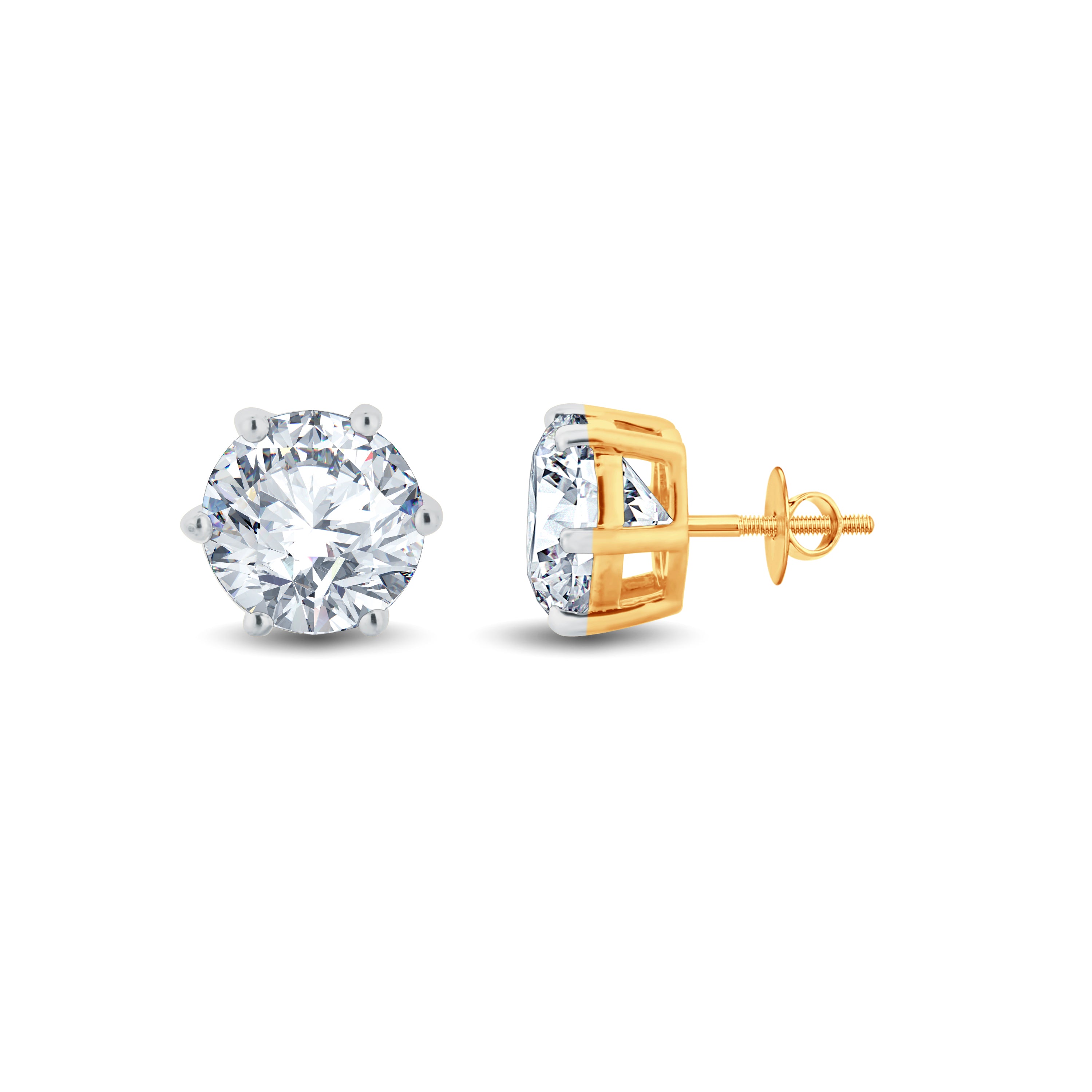 Ever classic solitaire studs ranging from 0.25cts upto 1.50 cts each set in 925 silver with 18kt vermeil plating or 10kt Gold