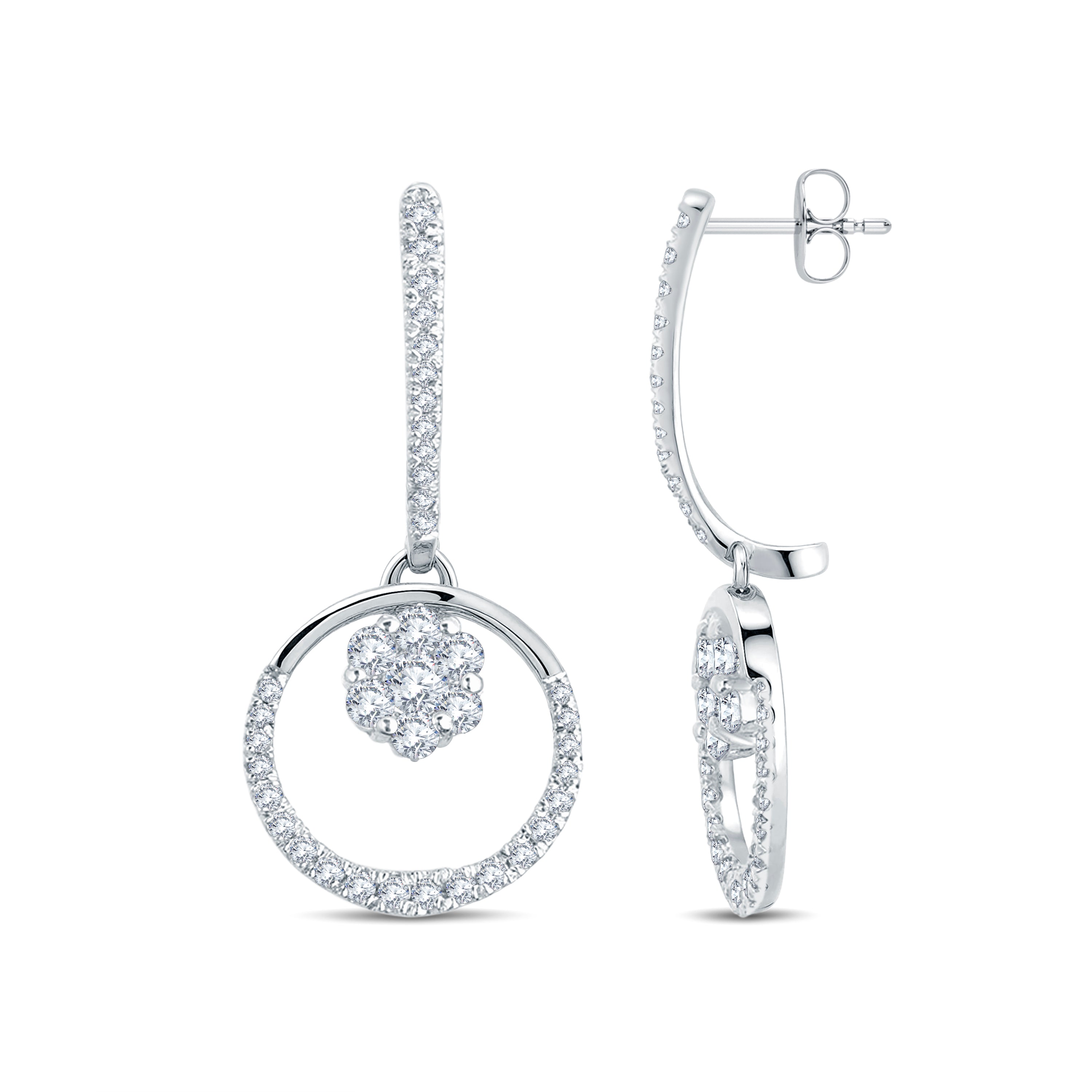 Elegant 0.98ct Lab-Grown Diamond Drop Earrings in 18K Tri-Tone Gold Vermeil