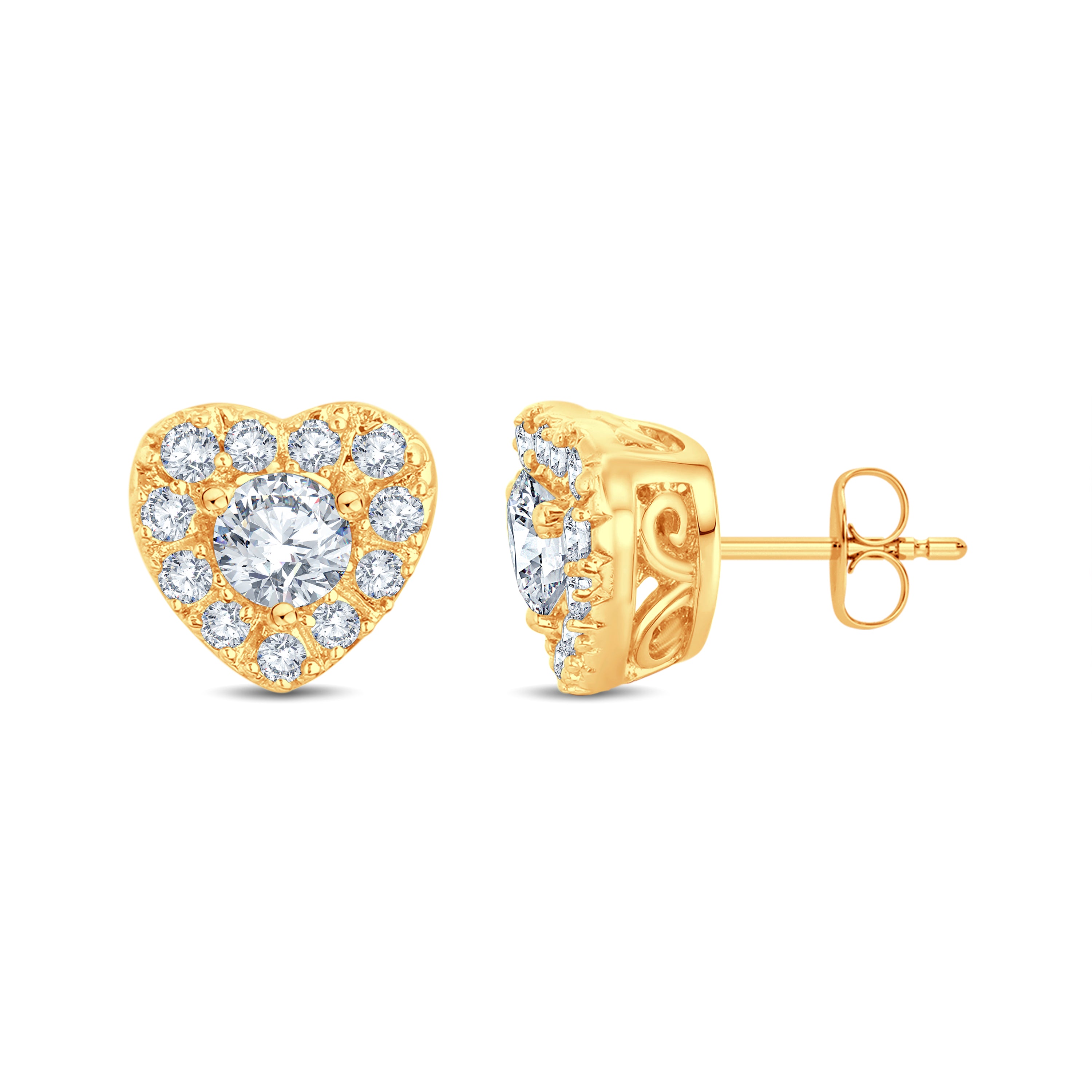 Dainty Heart Diamond Earrings in 18K Gold Vermeil | 0.45 Ct | Grownń Diva