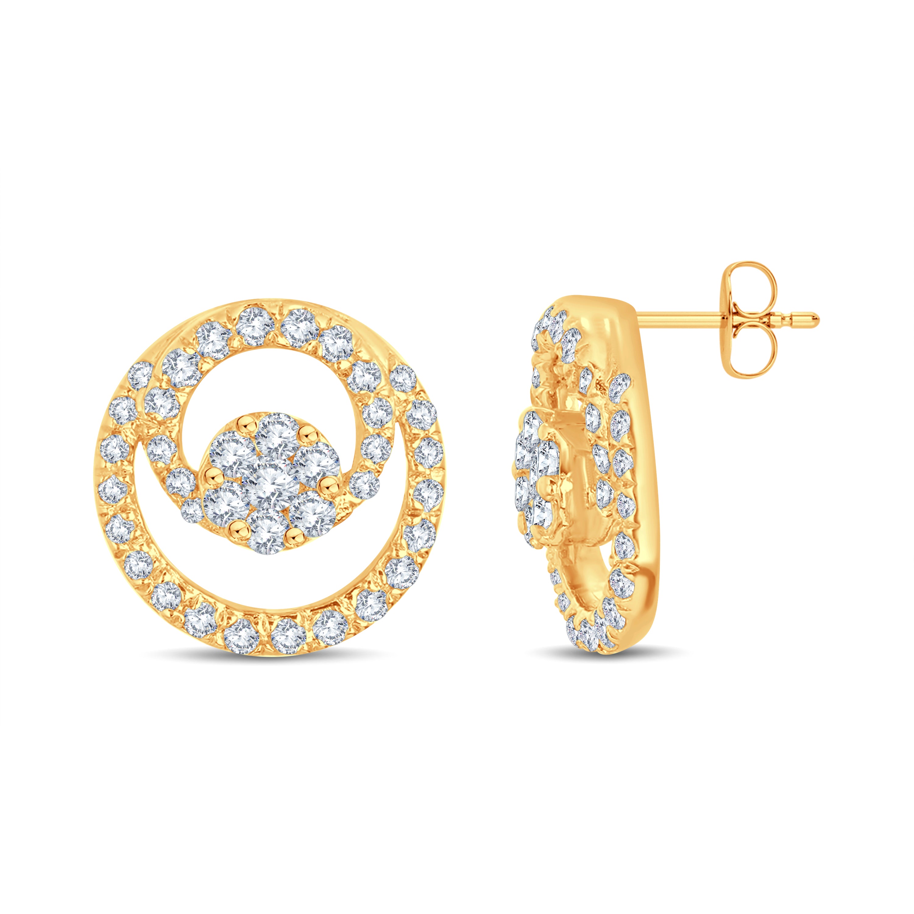 Swirl Spark Lab Diamond Earrings – 0.30 cts | 18KT Yellow Gold Vermeil on Silver 925