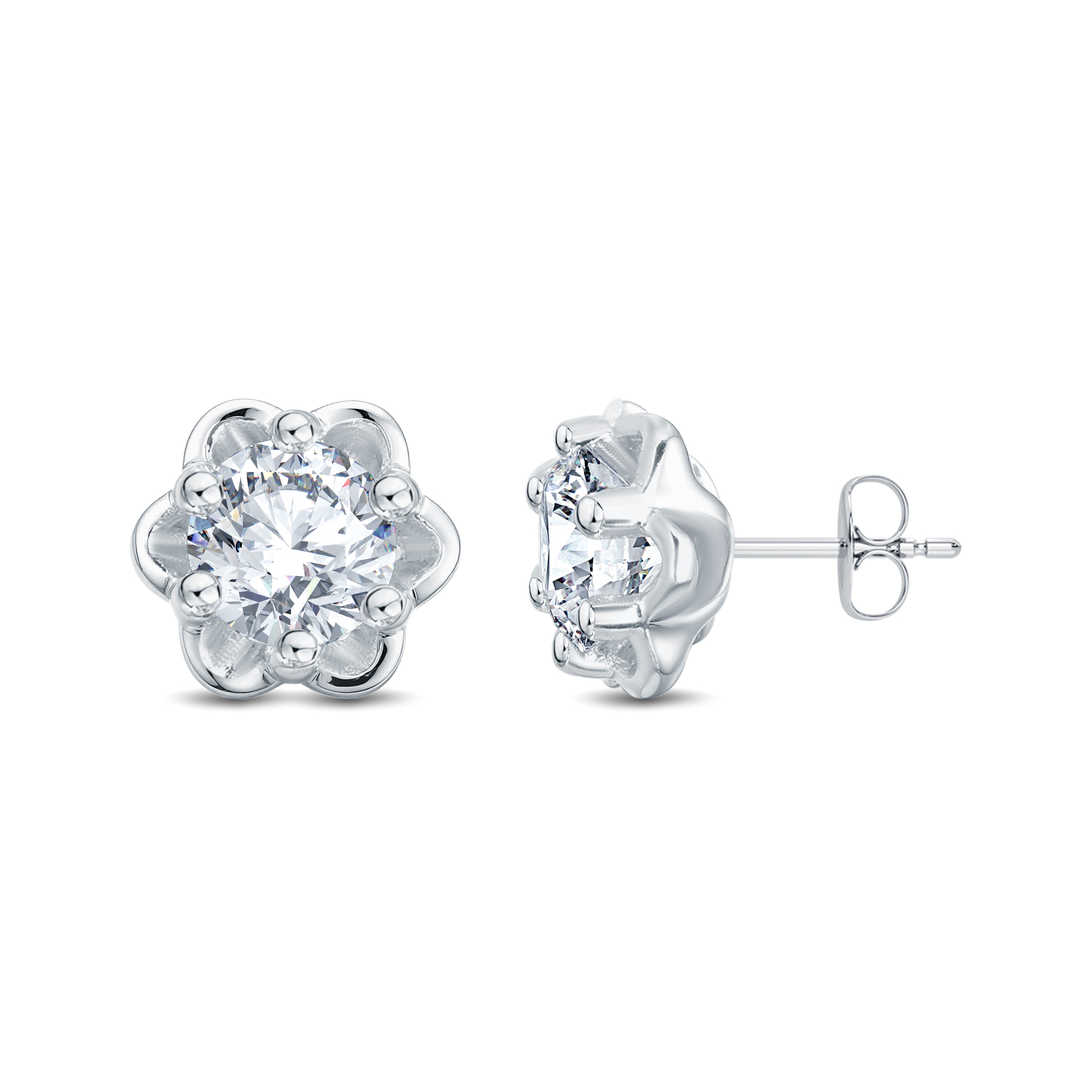Rose Solitaire Diamond Stud Earrings | 0.50 Ct | 18K Gold Vermeil | Grownń Diva