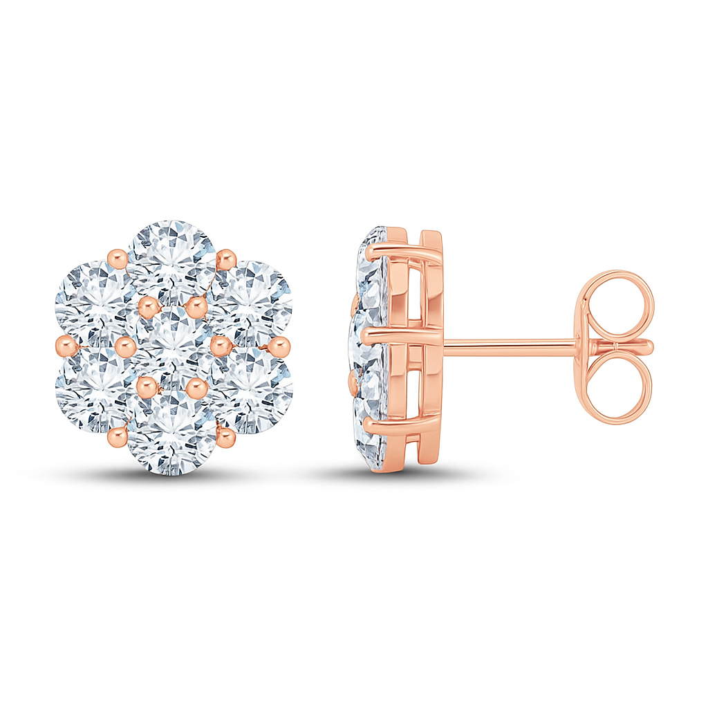Nakshatra 7-Stone Lab Diamond Studs –1.00 ct twt | 18KT Rose Gold Vermeil on Silver 925