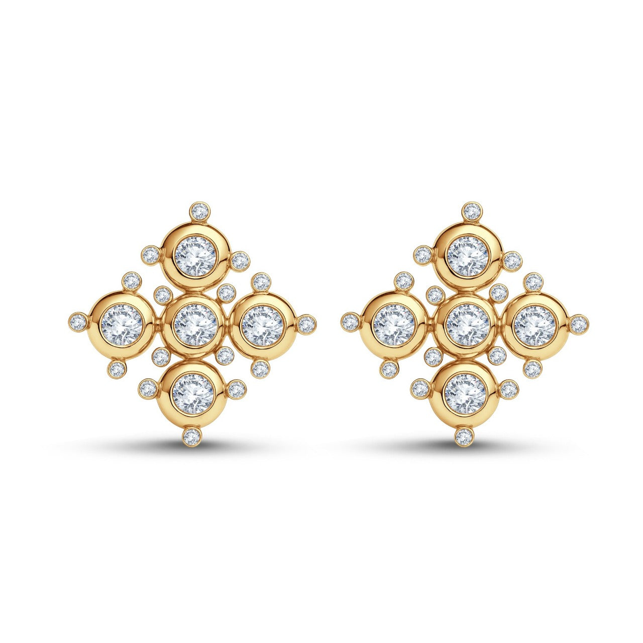 Celeste Cluster Lab Diamond Earrings – 0.60 cts | 18KT Yellow Gold Vermeil on Silver 925