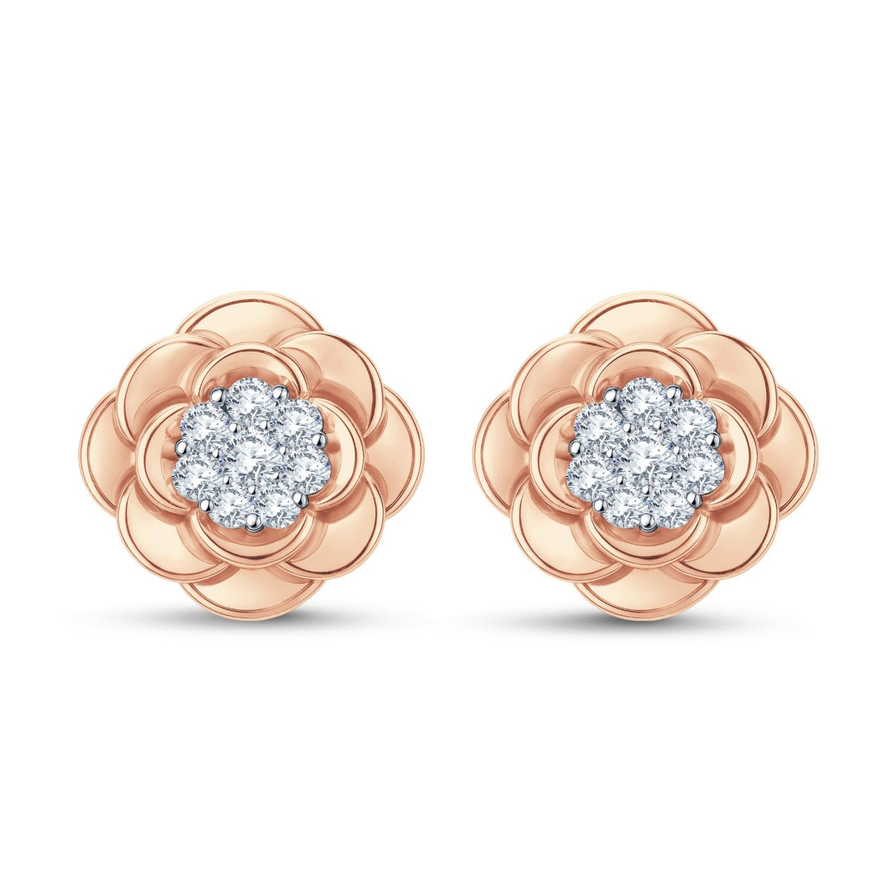 Petal Cluster Lab Diamond Earrings – 0.35 cts | 18KT Rose Gold Vermeil on Silver 925