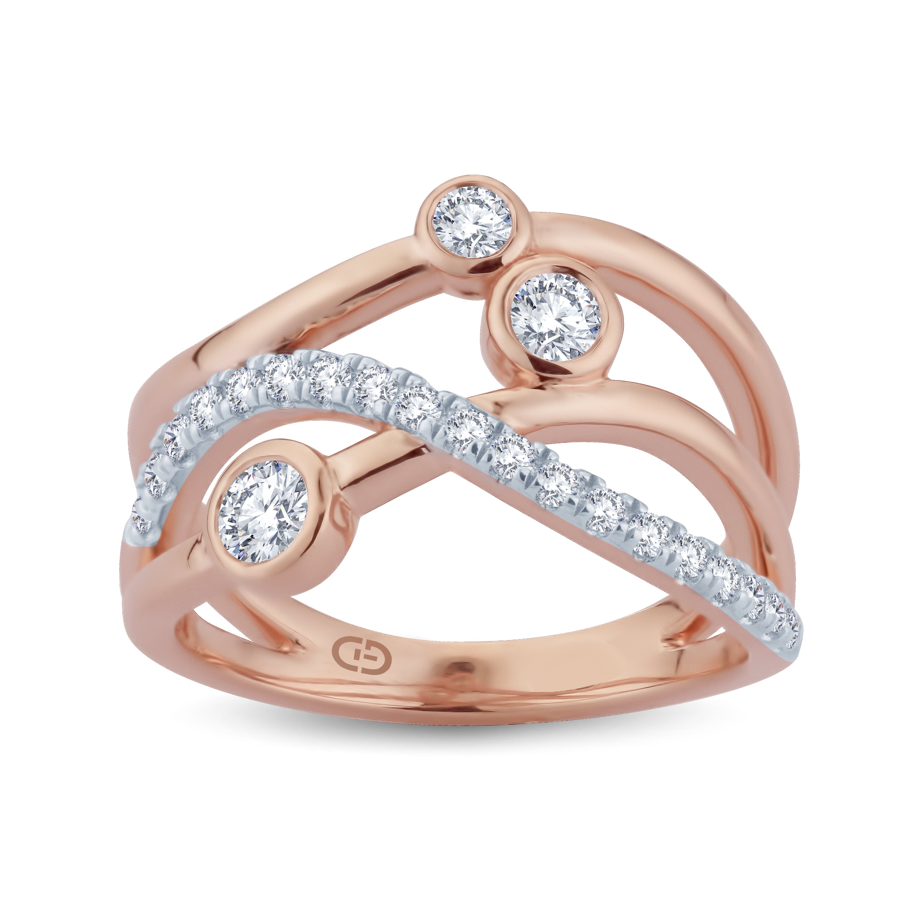 Lab-Grown Diamond Studded Chic Ring
