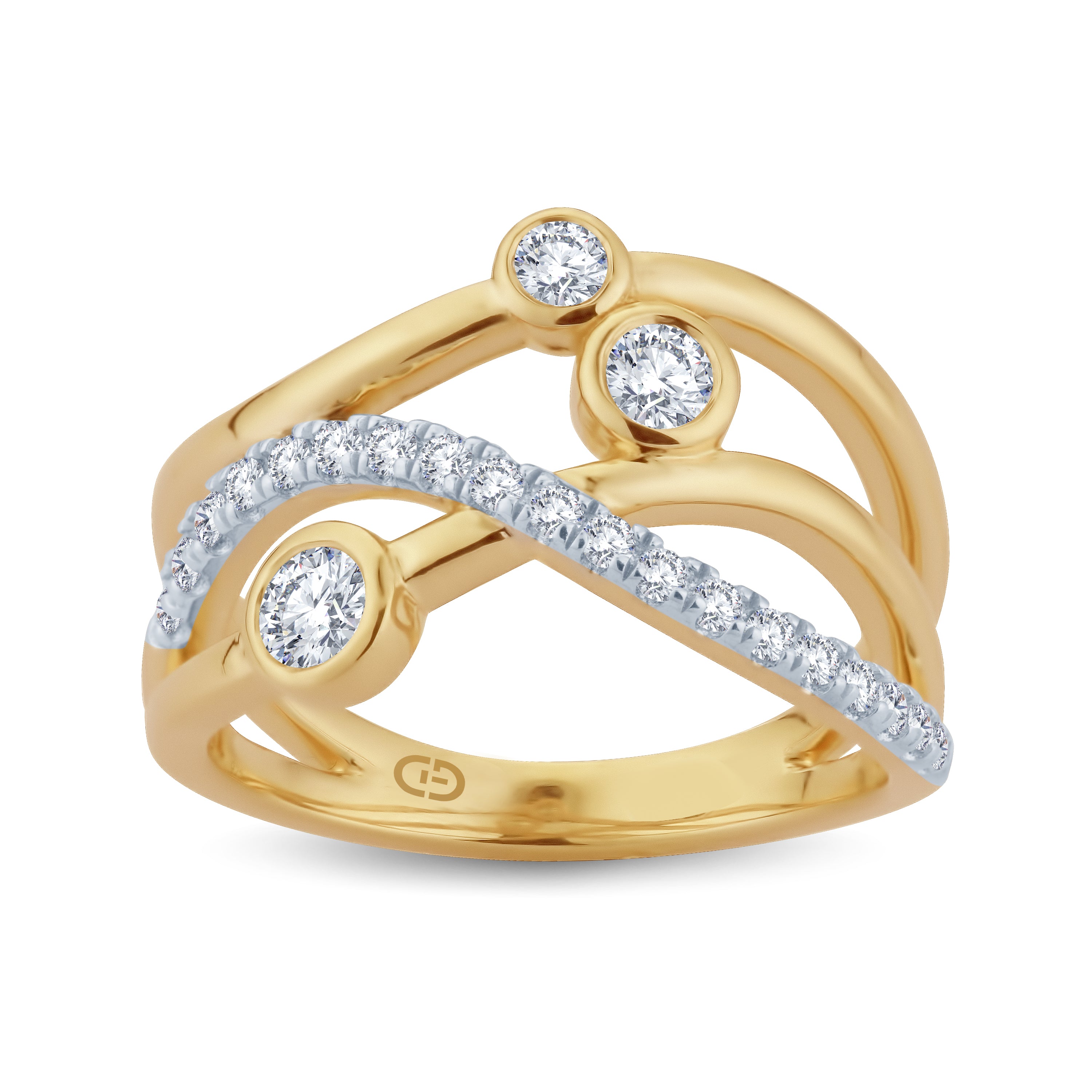 Lab-Grown Diamond Studded Chic Ring