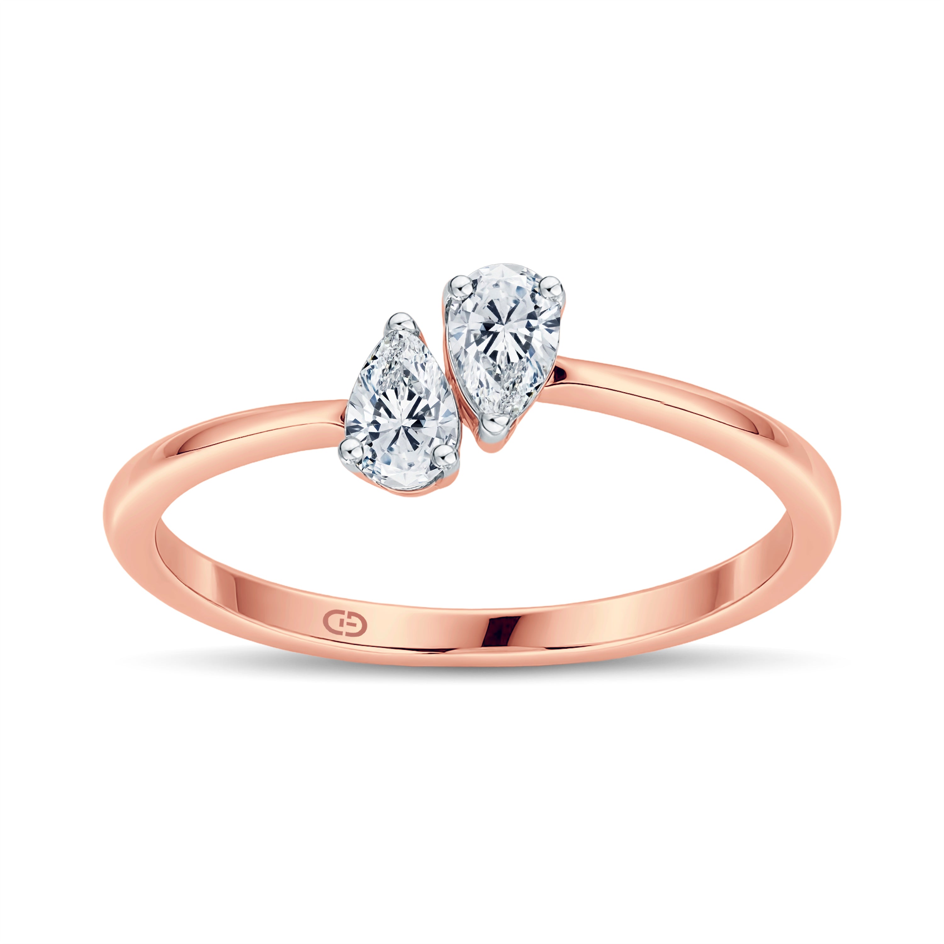Elegant 2-Stone Pear Shape Diamond Ring – Trendy & Timeless
