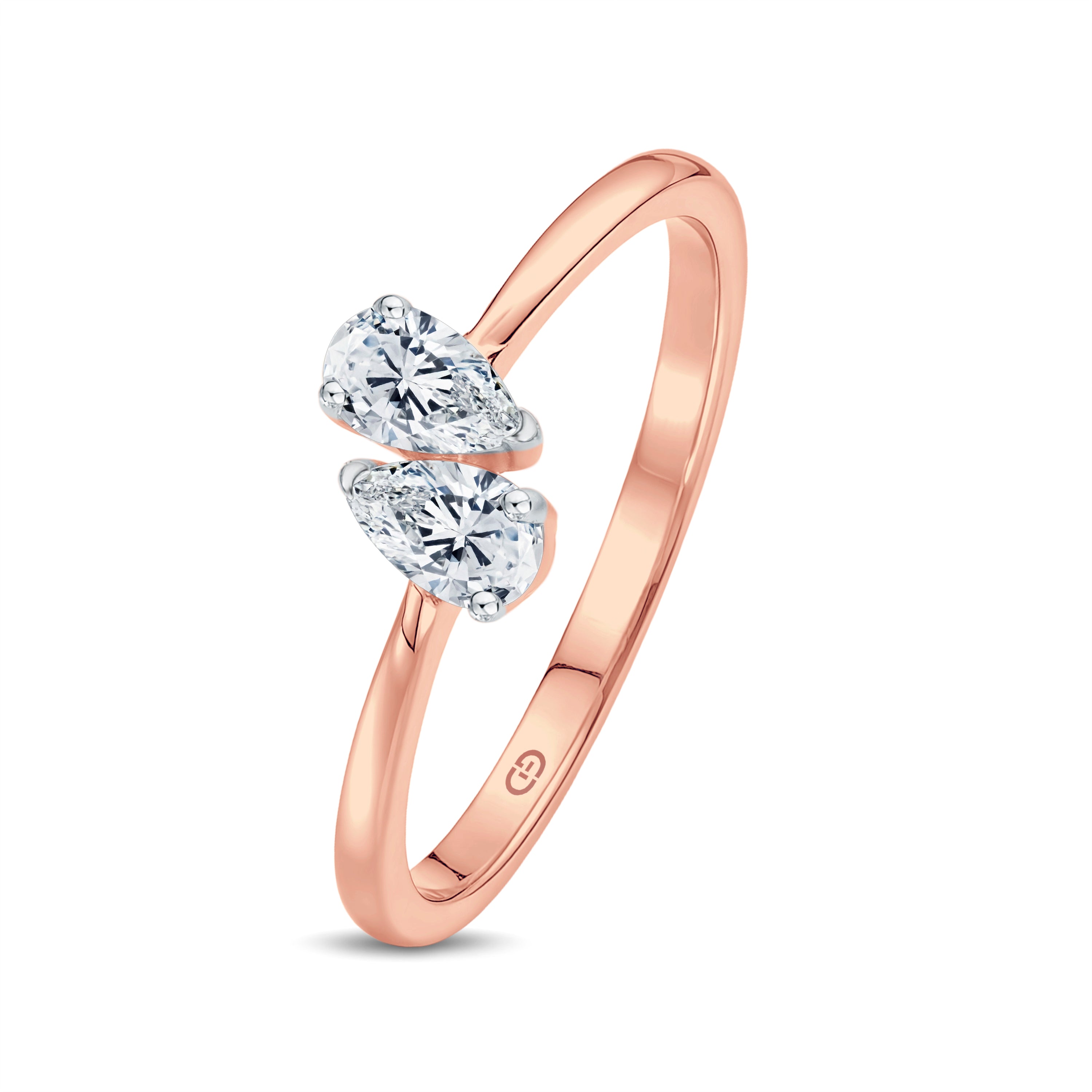 Elegant 2-Stone Pear Shape Diamond Ring – Trendy & Timeless