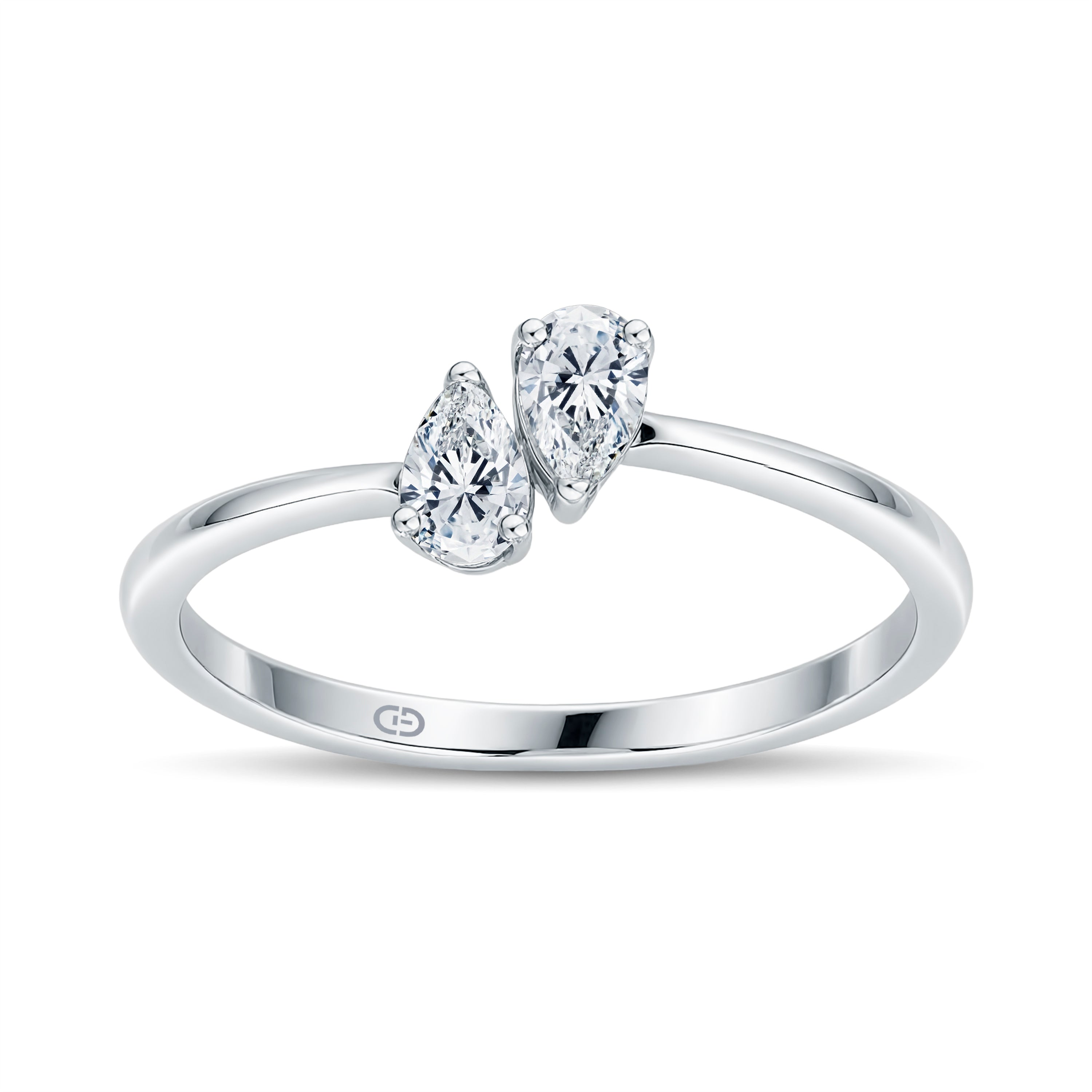 Elegant 2-Stone Pear Shape Diamond Ring – Trendy & Timeless