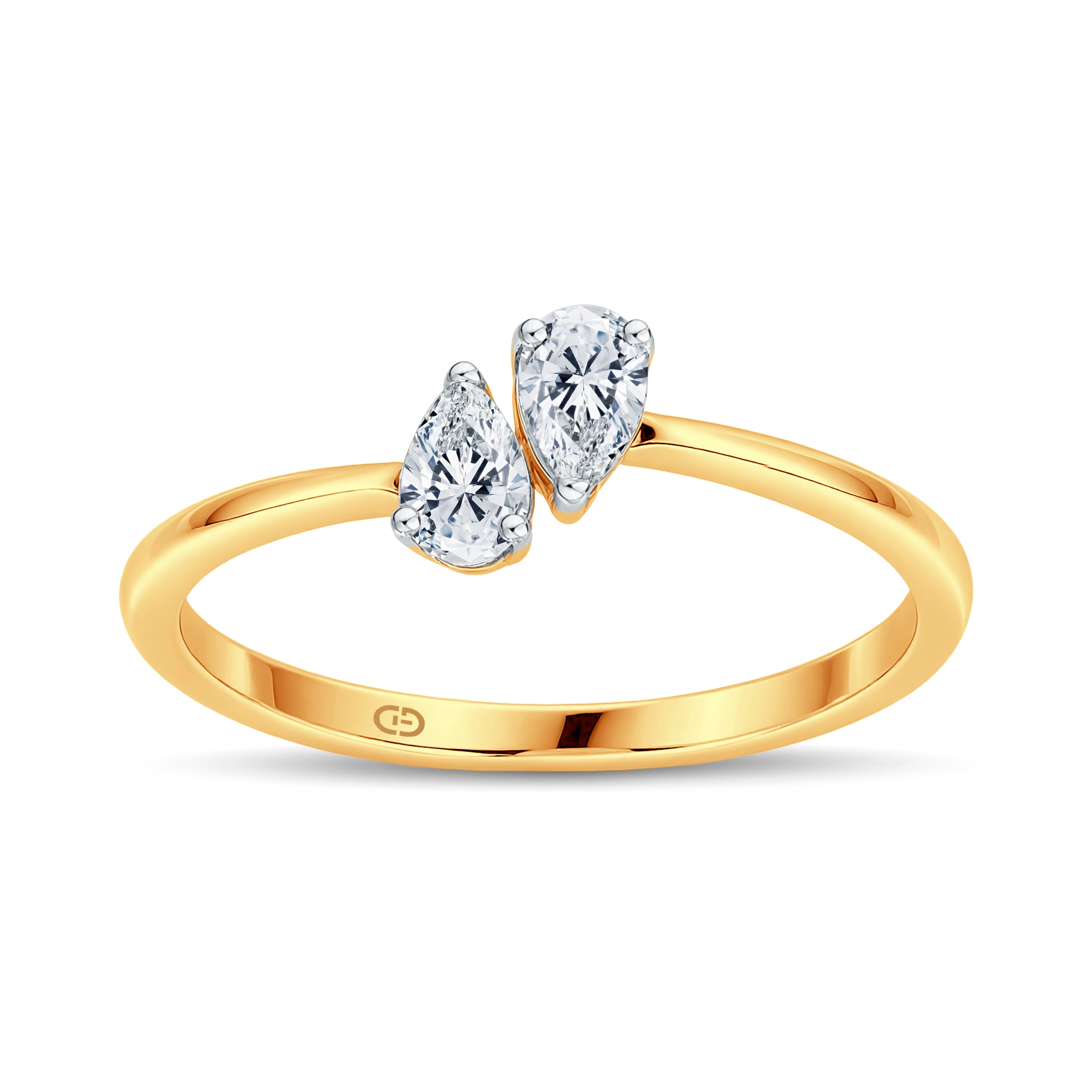 Elegant 2-Stone Pear Shape Diamond Ring – Trendy & Timeless