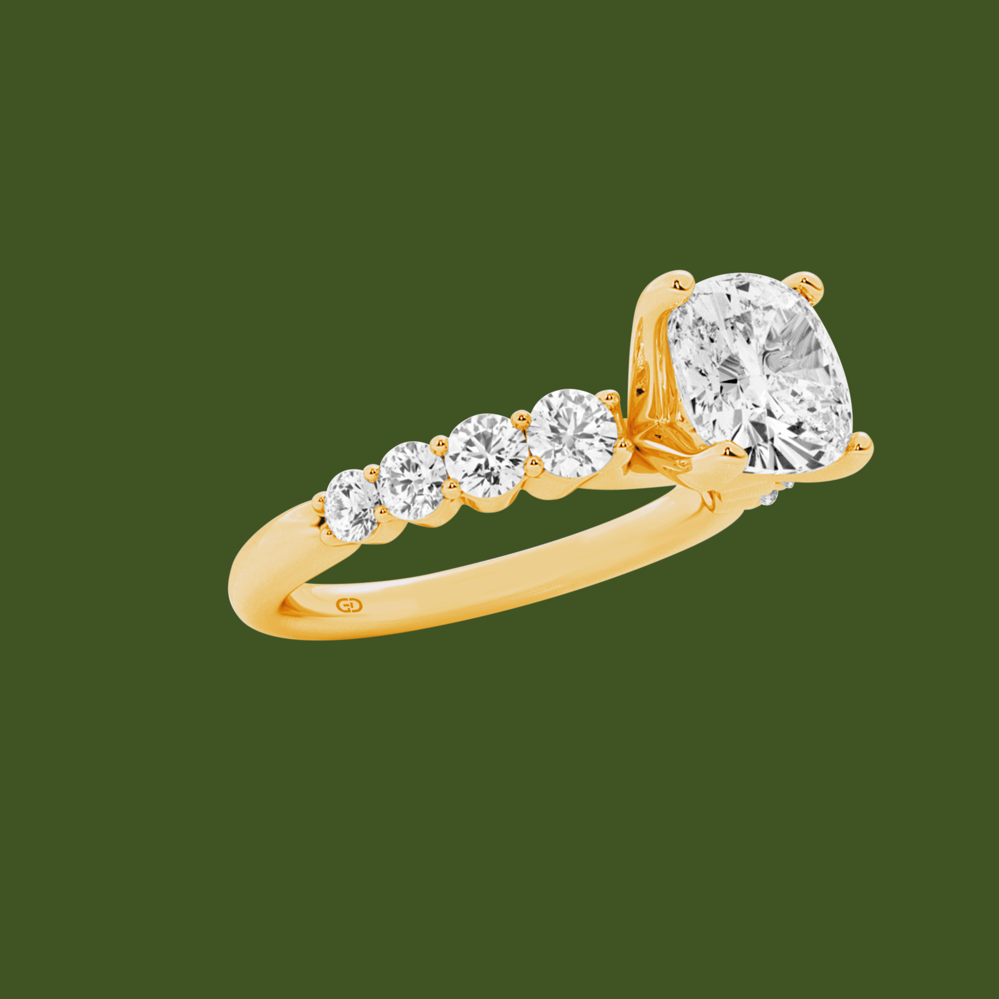Celestial Grace Cushion Cut Solitaires - Ring 10kt Gold