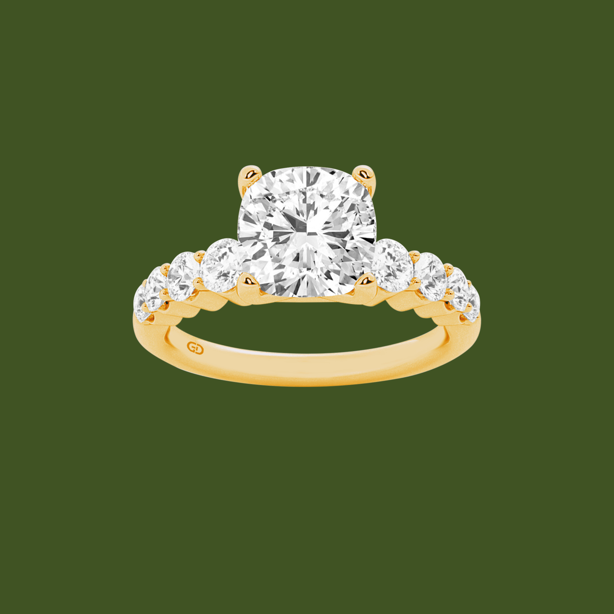 Celestial Grace Cushion Cut Solitaires - Ring 10kt Gold