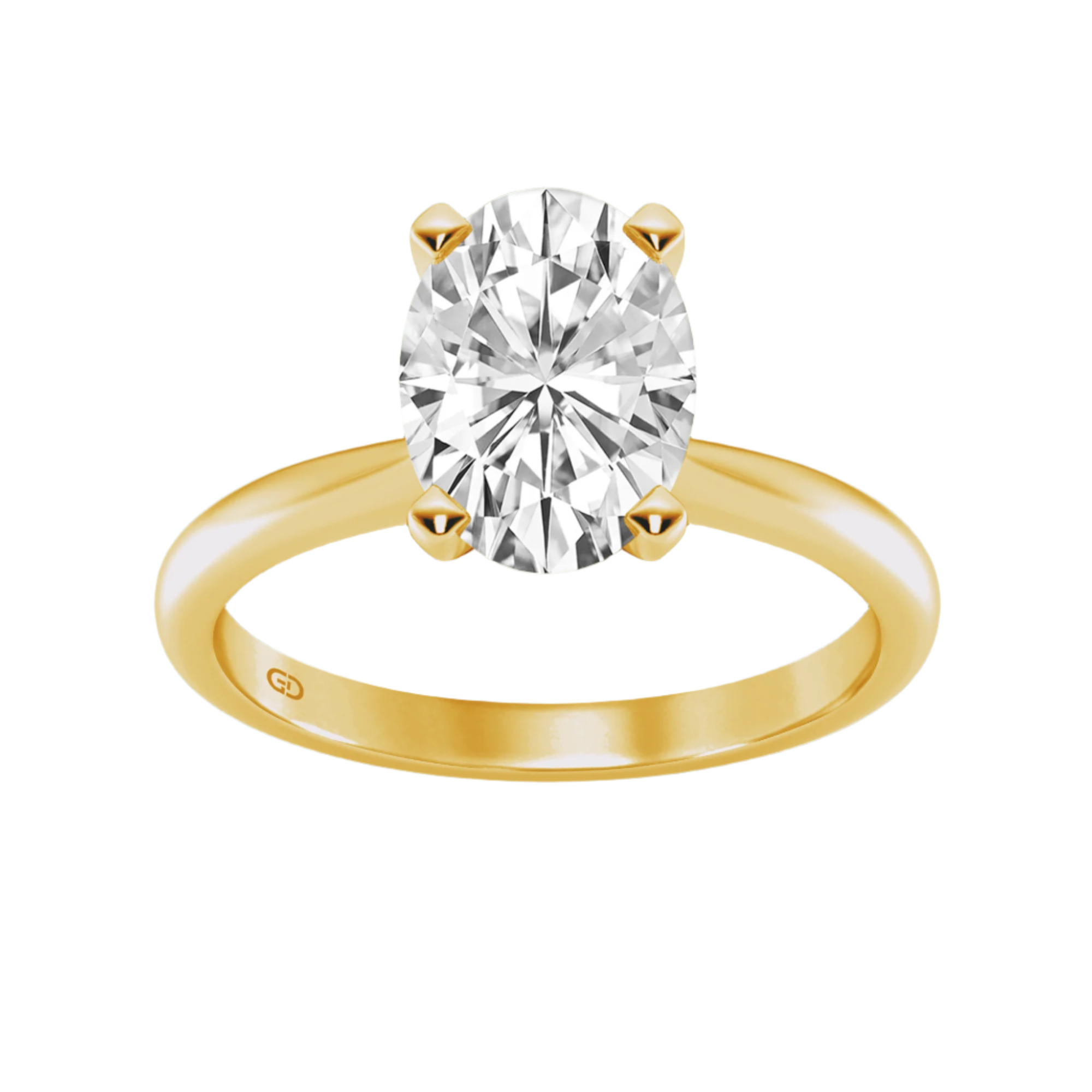 Gleaming Edge Solitaires Oval Cut - 2. 00 cts Ring in 10kt Gold