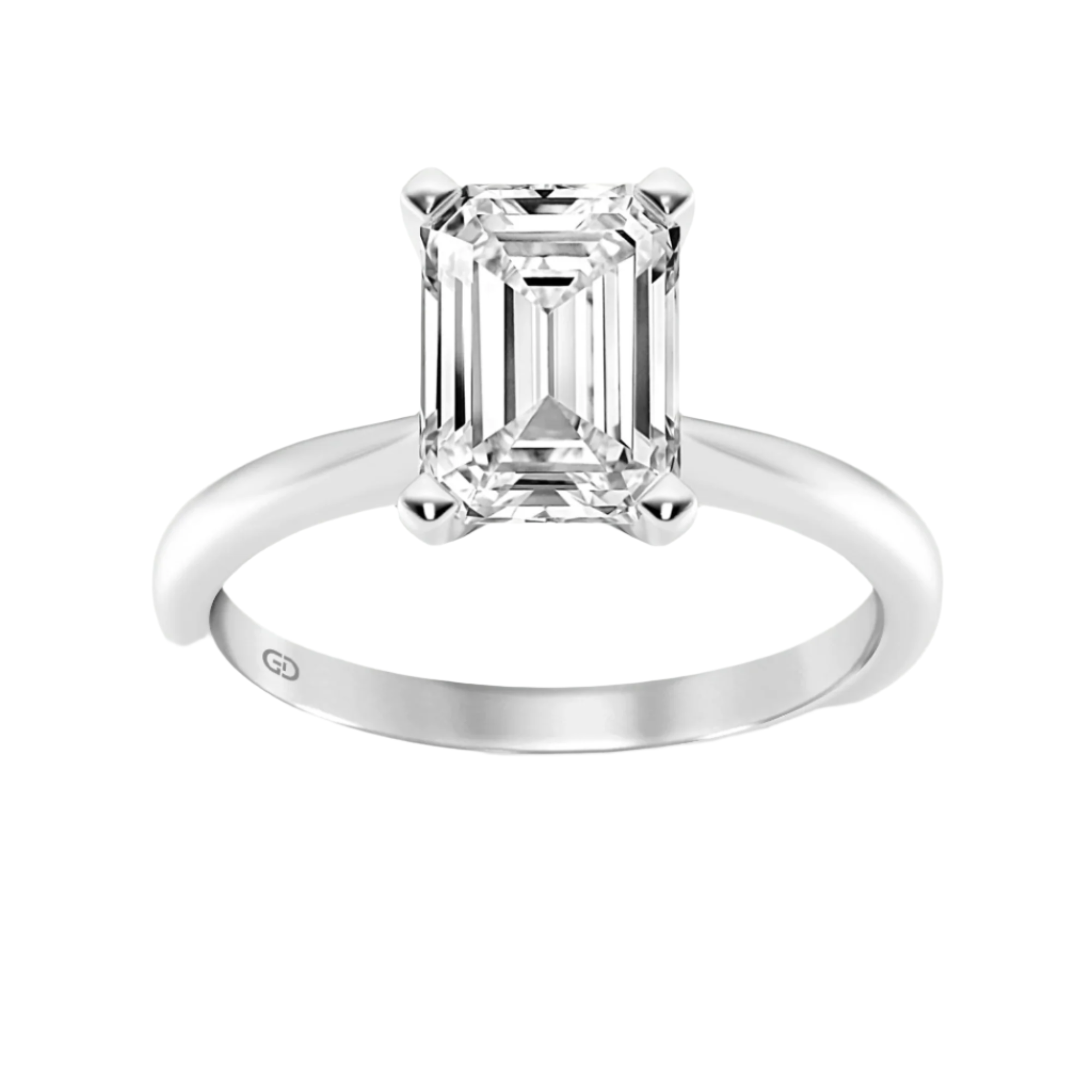 Gleaming Edge - Emerald Diamond in Silver 925 Ring with Gold Vermeil 2.00 ct