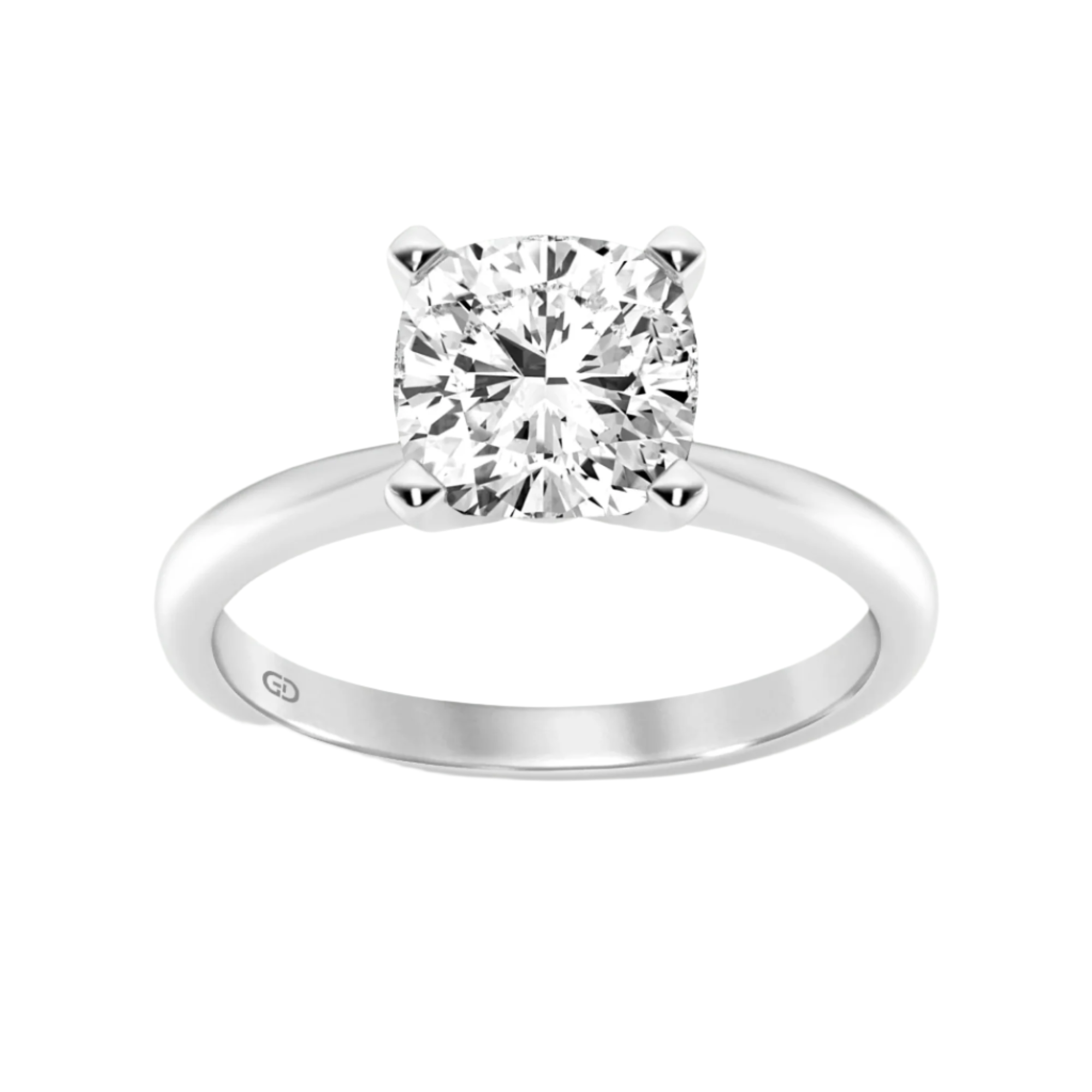 Gleaming Edge Solitaires Cushion Cut Lab Grown Diamond Ring - 10KT Gold
