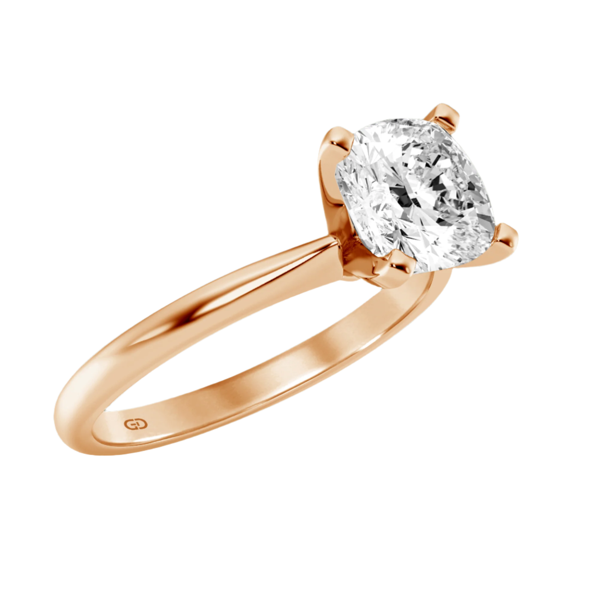Gleaming Edge Solitaires Cushion Cut Lab Grown Diamond - 2. 00 cts Ring in 10kt Gold
