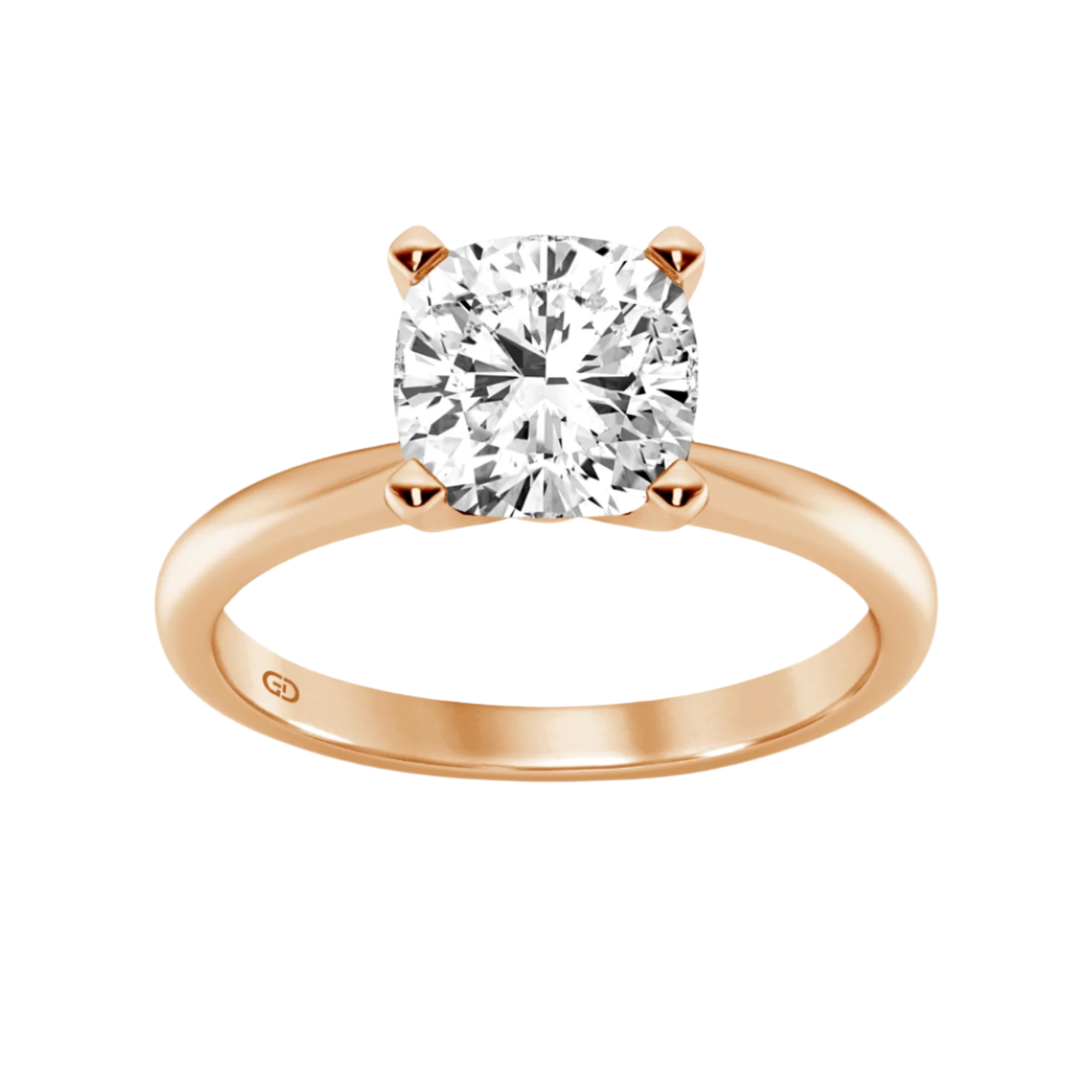 Gleaming Edge Solitaires Cushion Cut Lab Grown Diamond - 2. 00 cts Ring in 10kt Gold