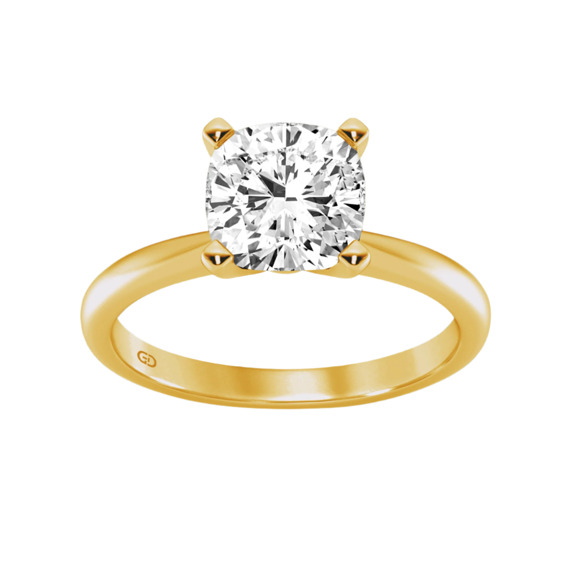 Gleaming Edge Solitaires Cushion Cut Lab Grown Diamond - 2. 00 cts Ring in 10kt Gold