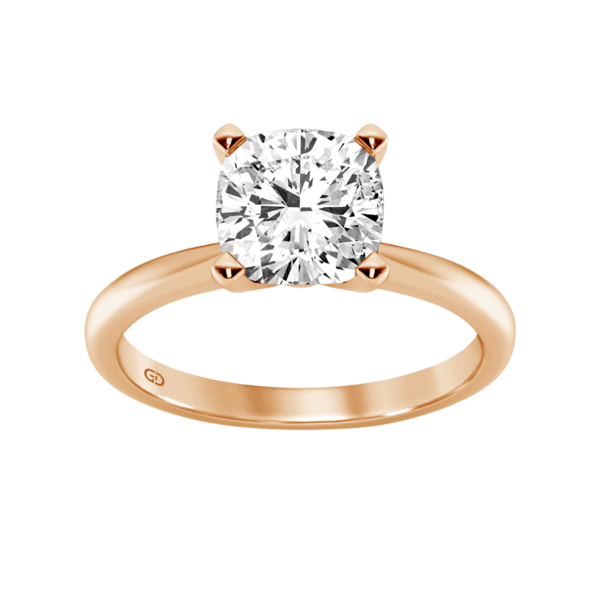Gleaming Edge - Cushion Diamond in Silver 925 Ring with Gold Vermeil 2.00 ct