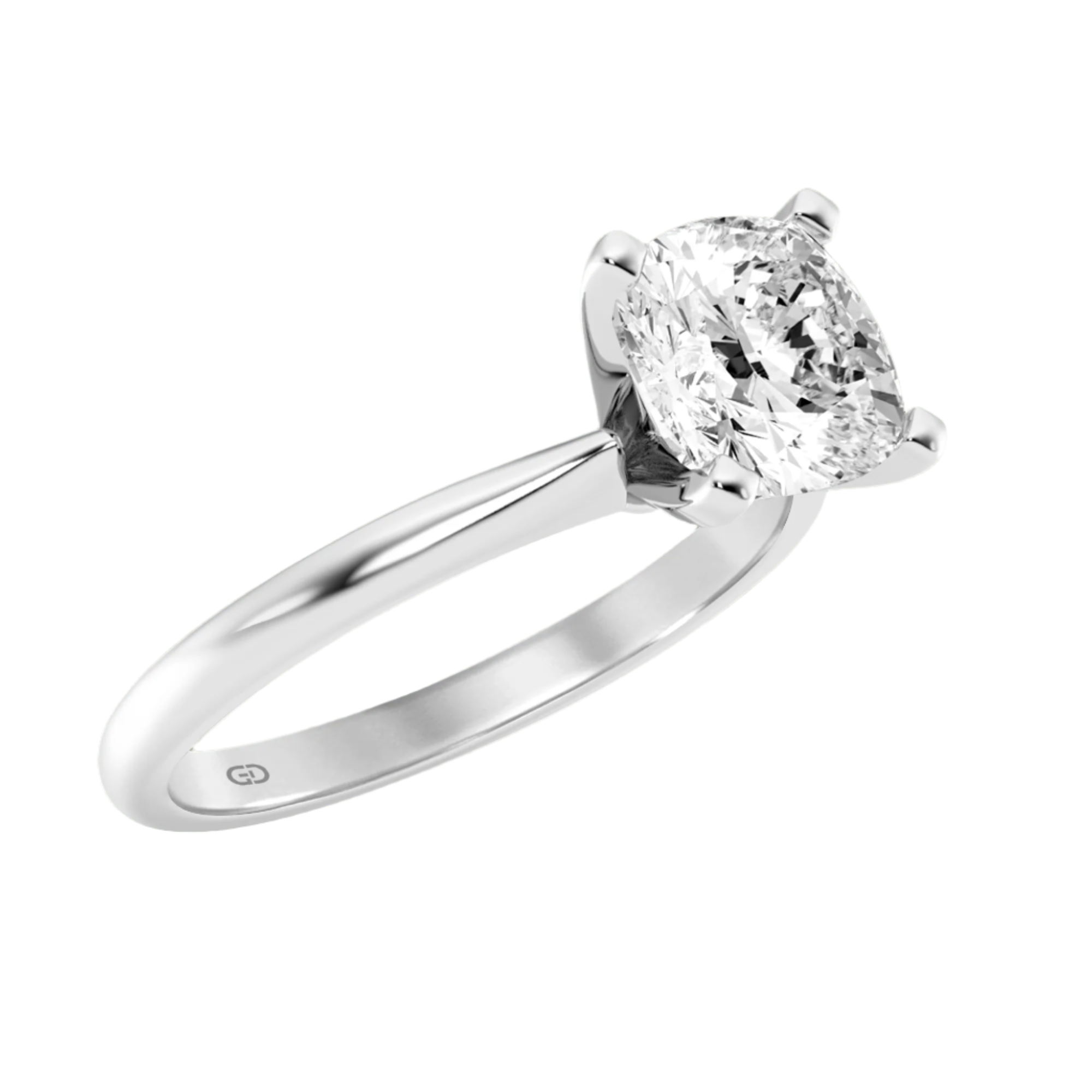 Gleaming Edge - Cushion Diamond in Silver 925 Ring with Gold Vermeil 2.00 ct