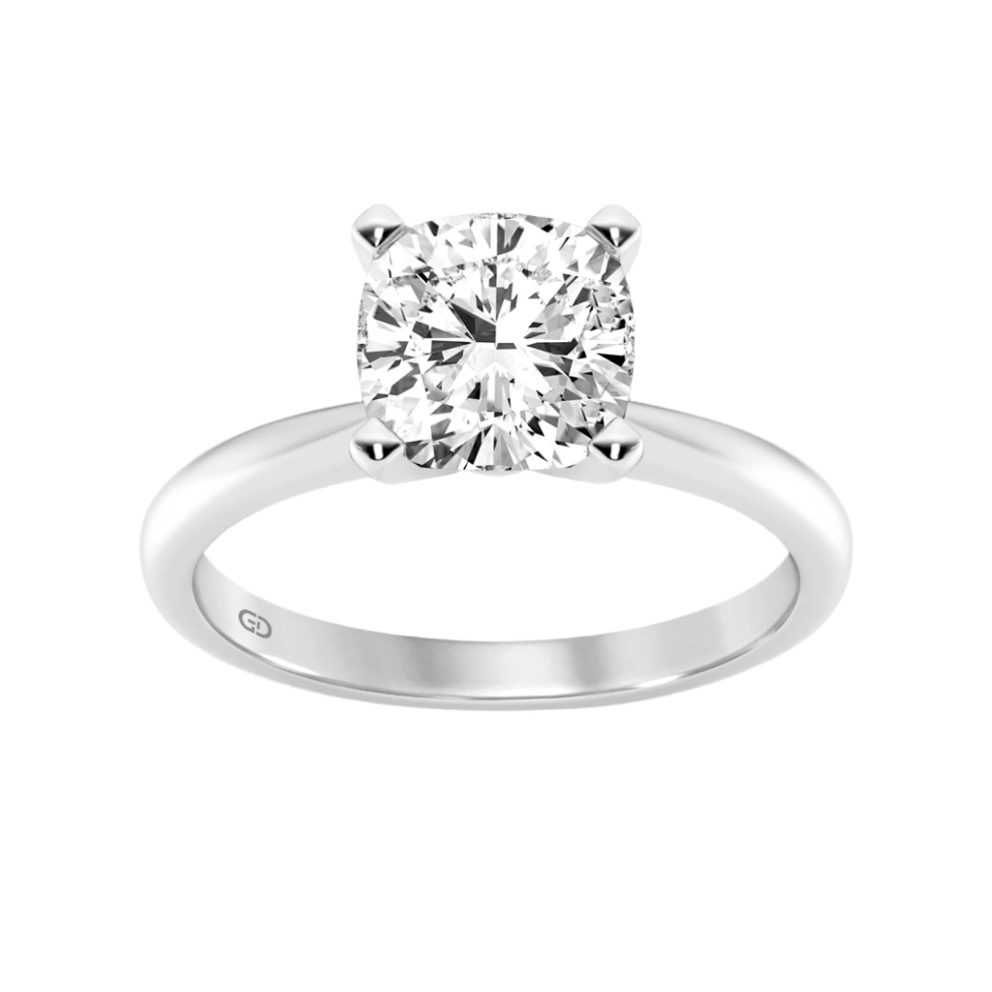 Gleaming Edge - Cushion Diamond in Silver 925 Ring with Gold Vermeil 2.00 ct