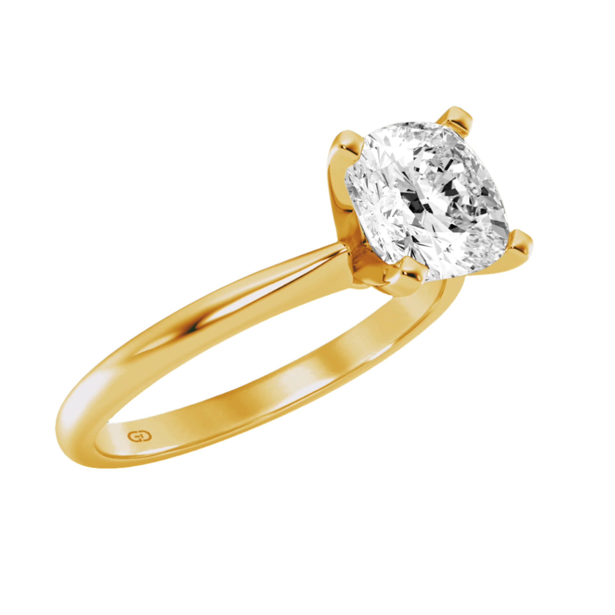 Gleaming Edge - Cushion Diamond in Silver 925 Ring with Gold Vermeil 2.00 ct