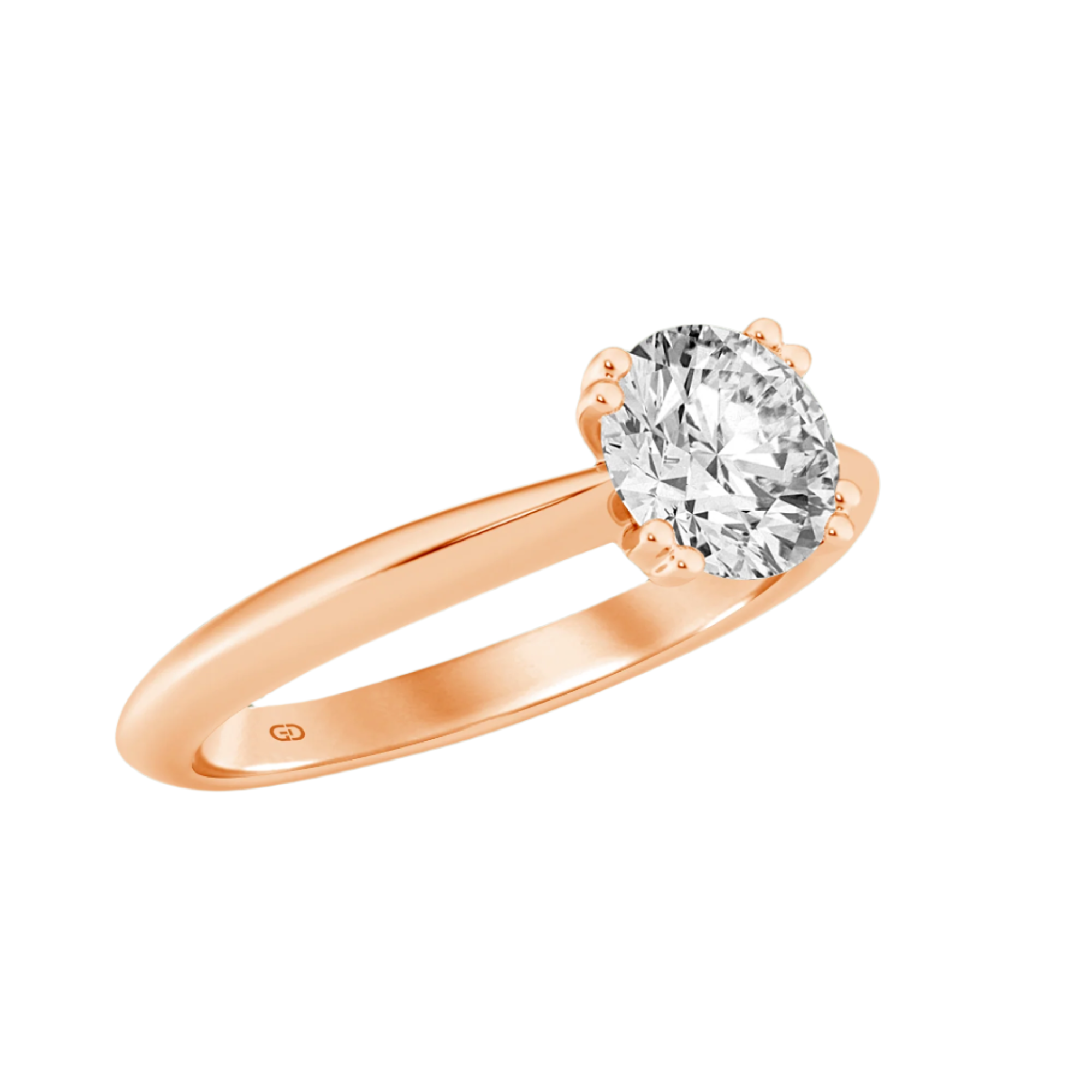 Shielded Brilliance Round Brilliant Cut Solitaires in Silver 925 Ring with Gold Vermeil Plated