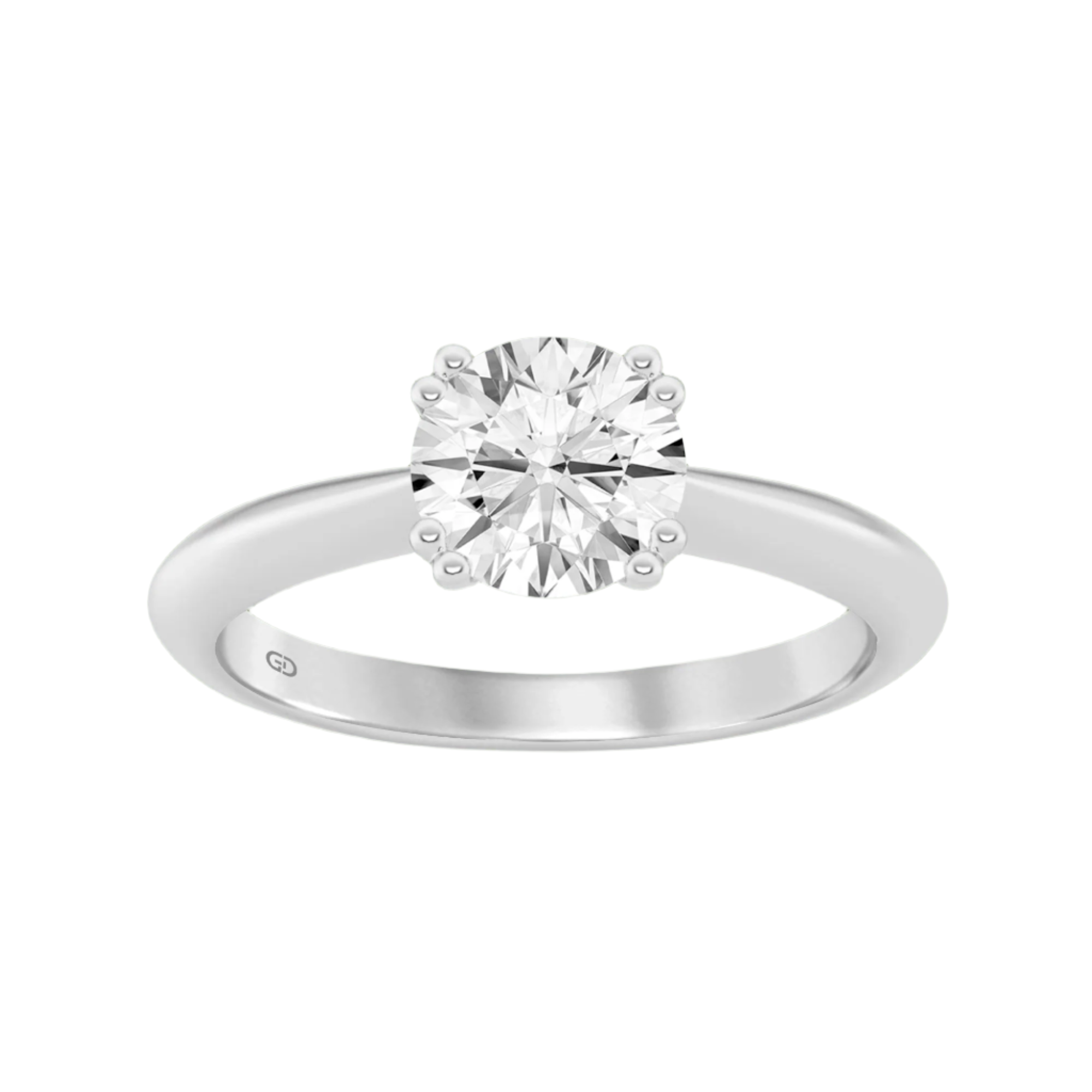Shielded Brilliance Round Brilliant Cut Solitaires in Silver 925 Ring with Gold Vermeil Plated