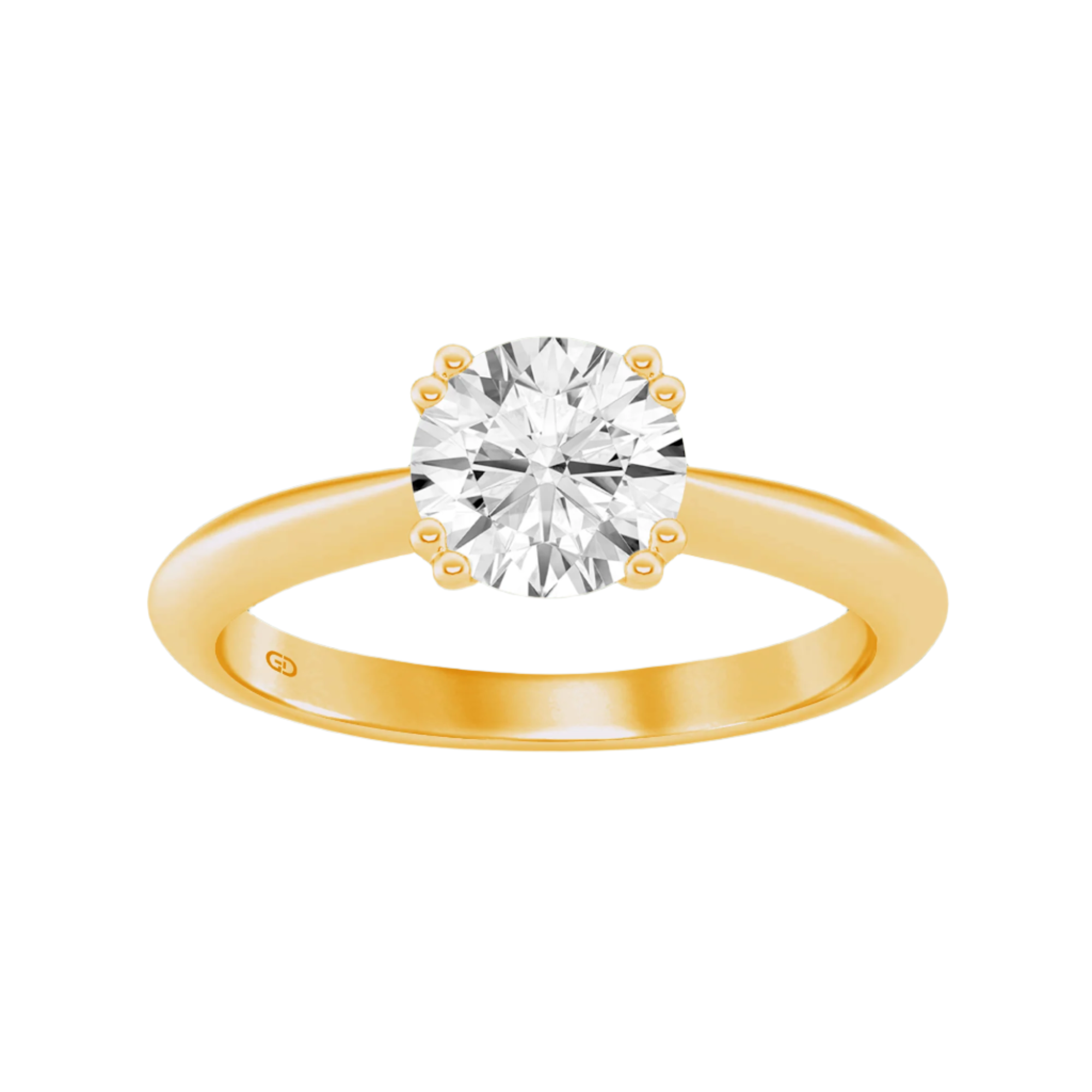 Shielded Brilliance Round Brilliant Cut Solitaires in Silver 925 Ring with Gold Vermeil 2.00 ct
