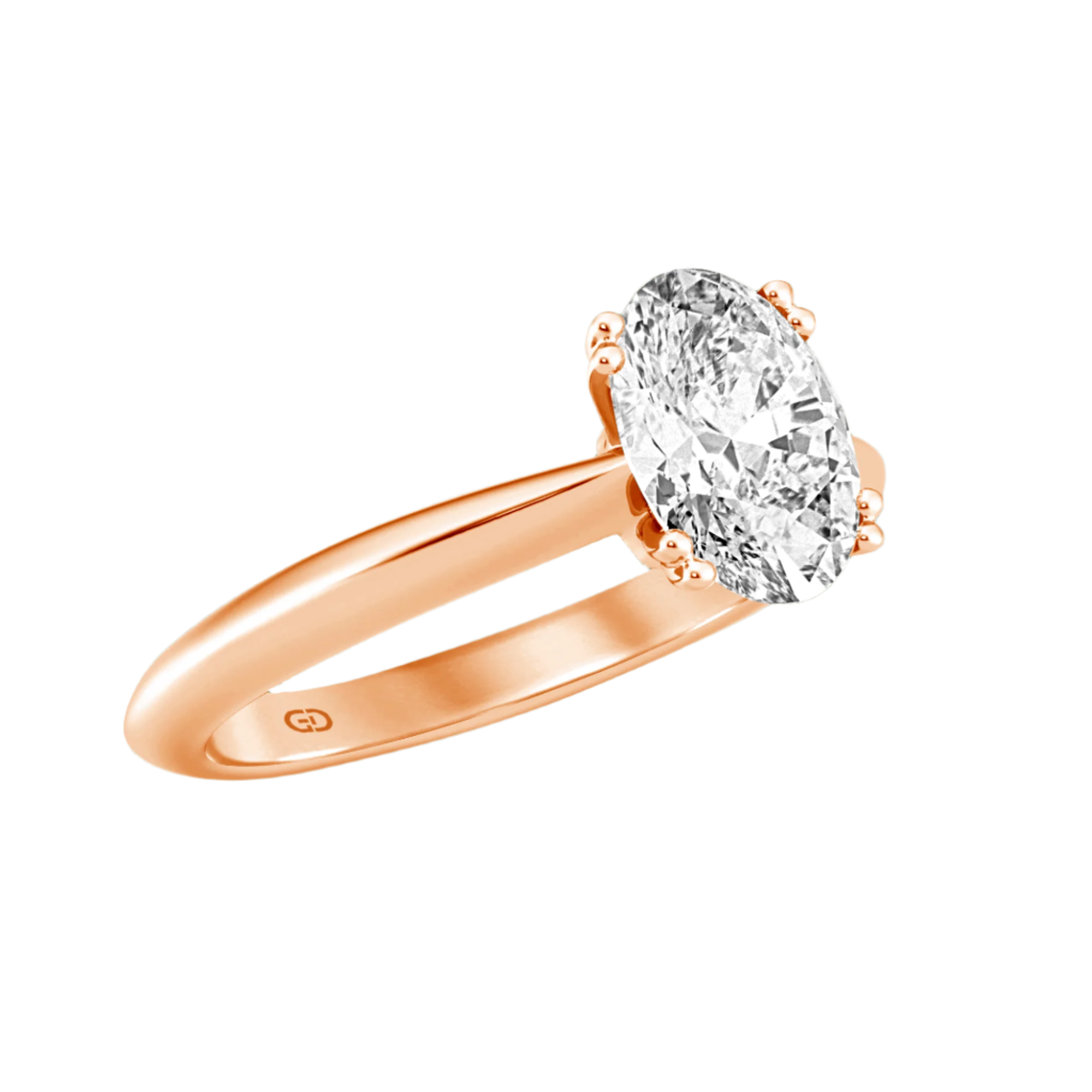 Shielded Oval Cut Diamond in Silver 925 Ring with Gold Vermeil