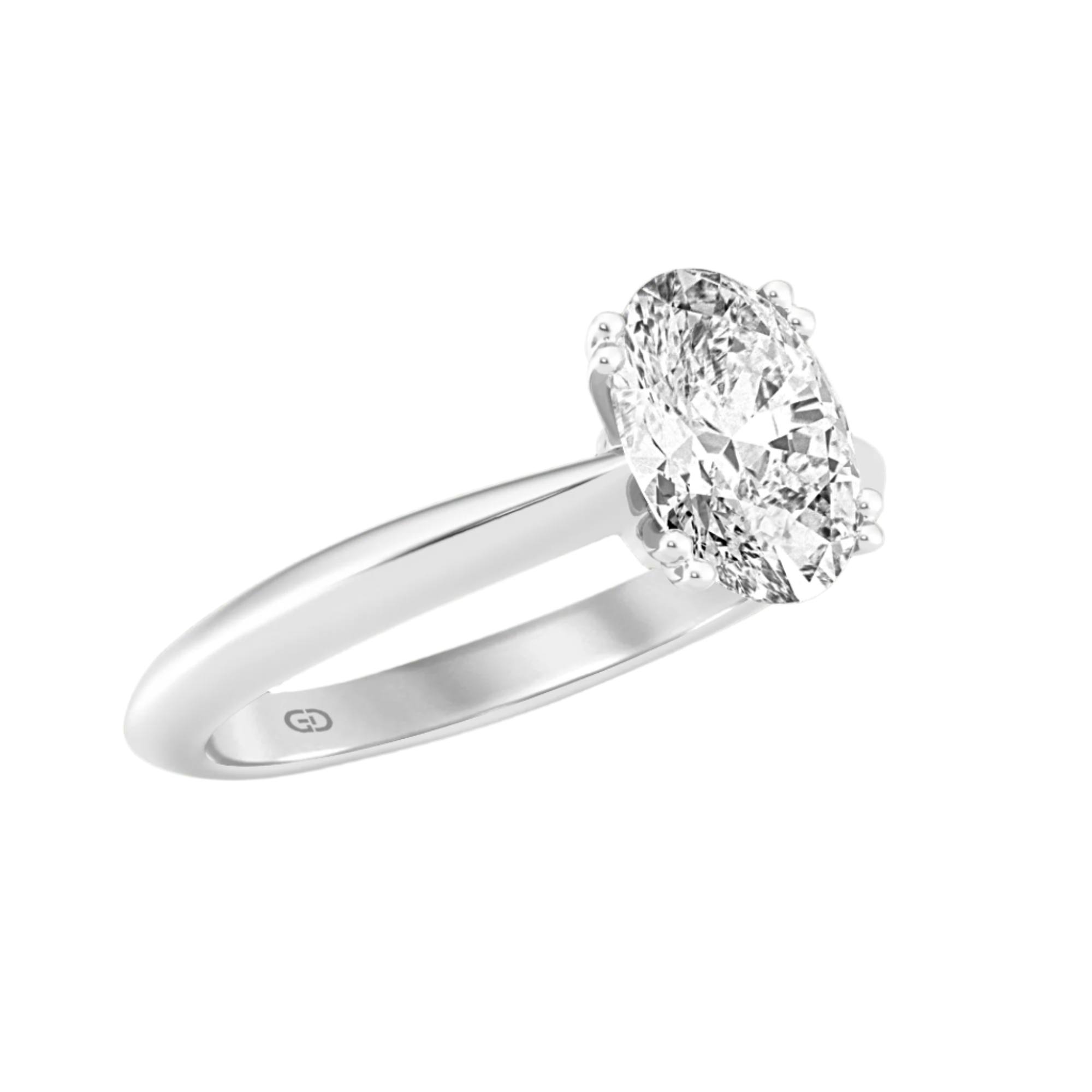 Shielded Oval Cut Diamond in Silver 925 Ring with Gold Vermeil