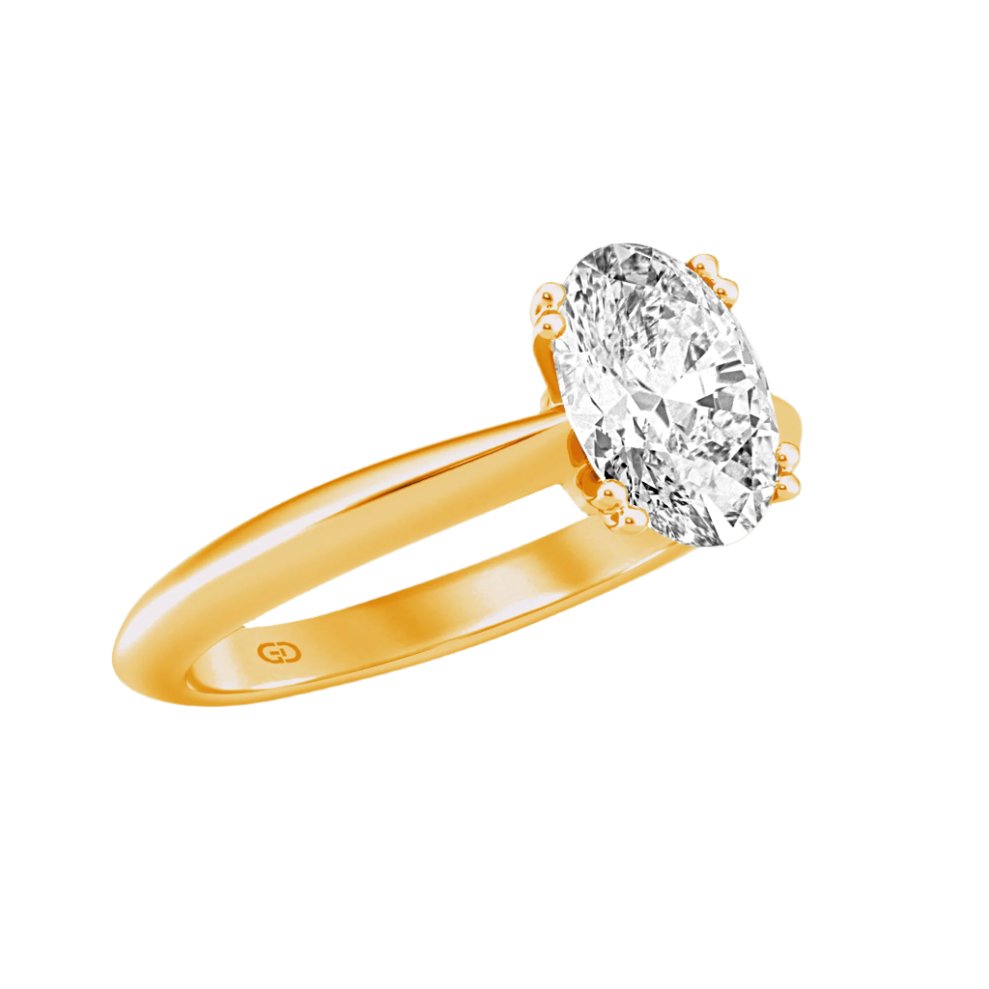 Shielded Oval Cut Diamond in Silver 925 Ring with Gold Vermeil
