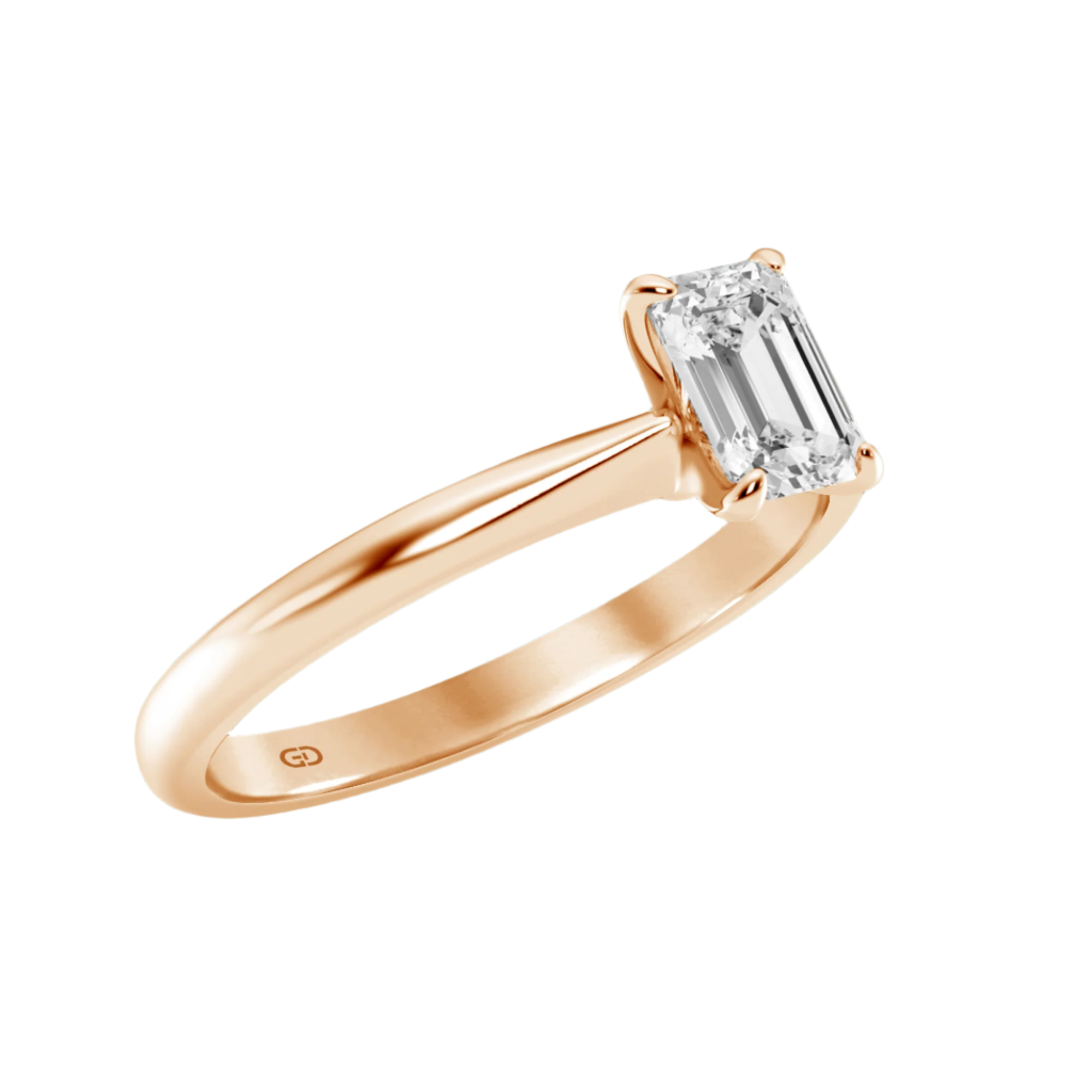 Classic Solitaires Ring - Emerald Shape in 10kt Gold