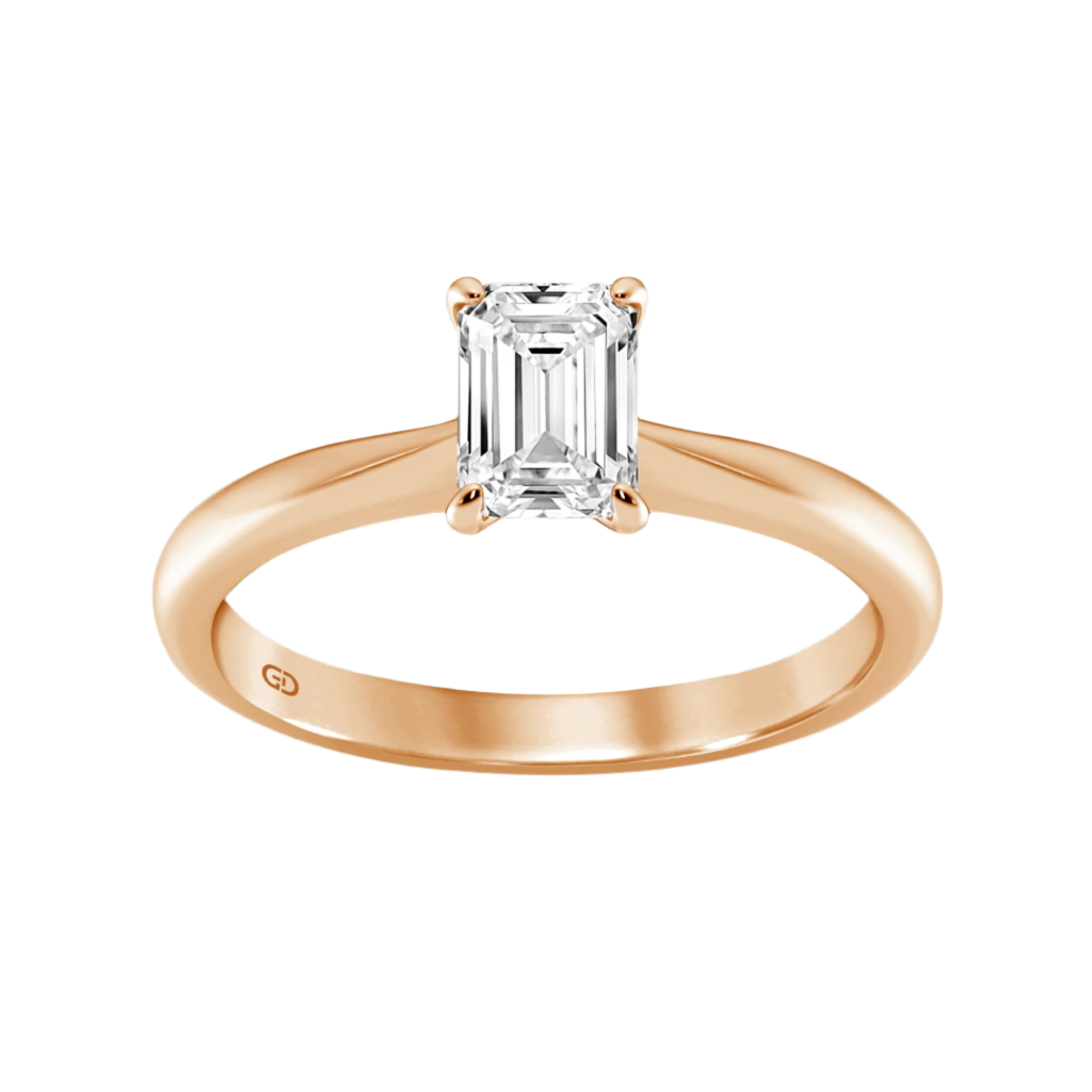 Classic Solitaires Ring - Emerald Shape in 10kt Gold
