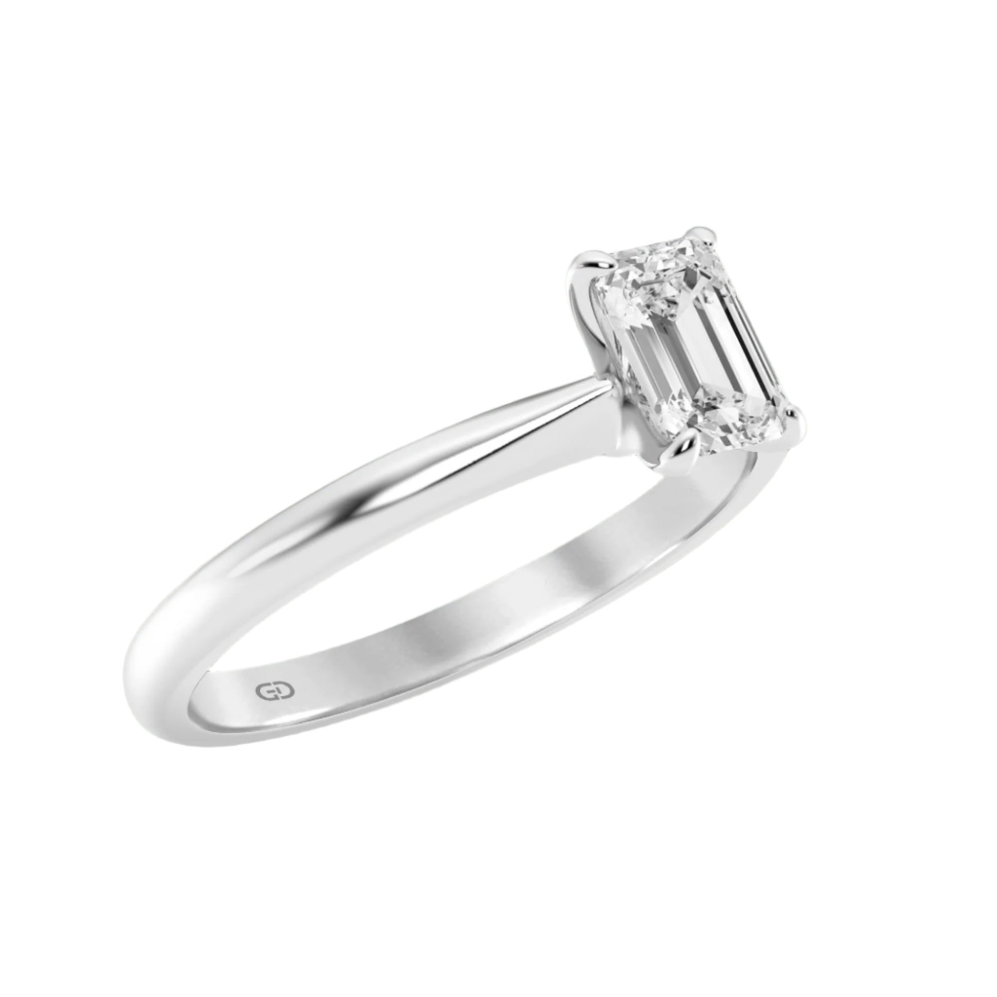 Classic Solitaires Ring - Emerald Shape in 10kt Gold