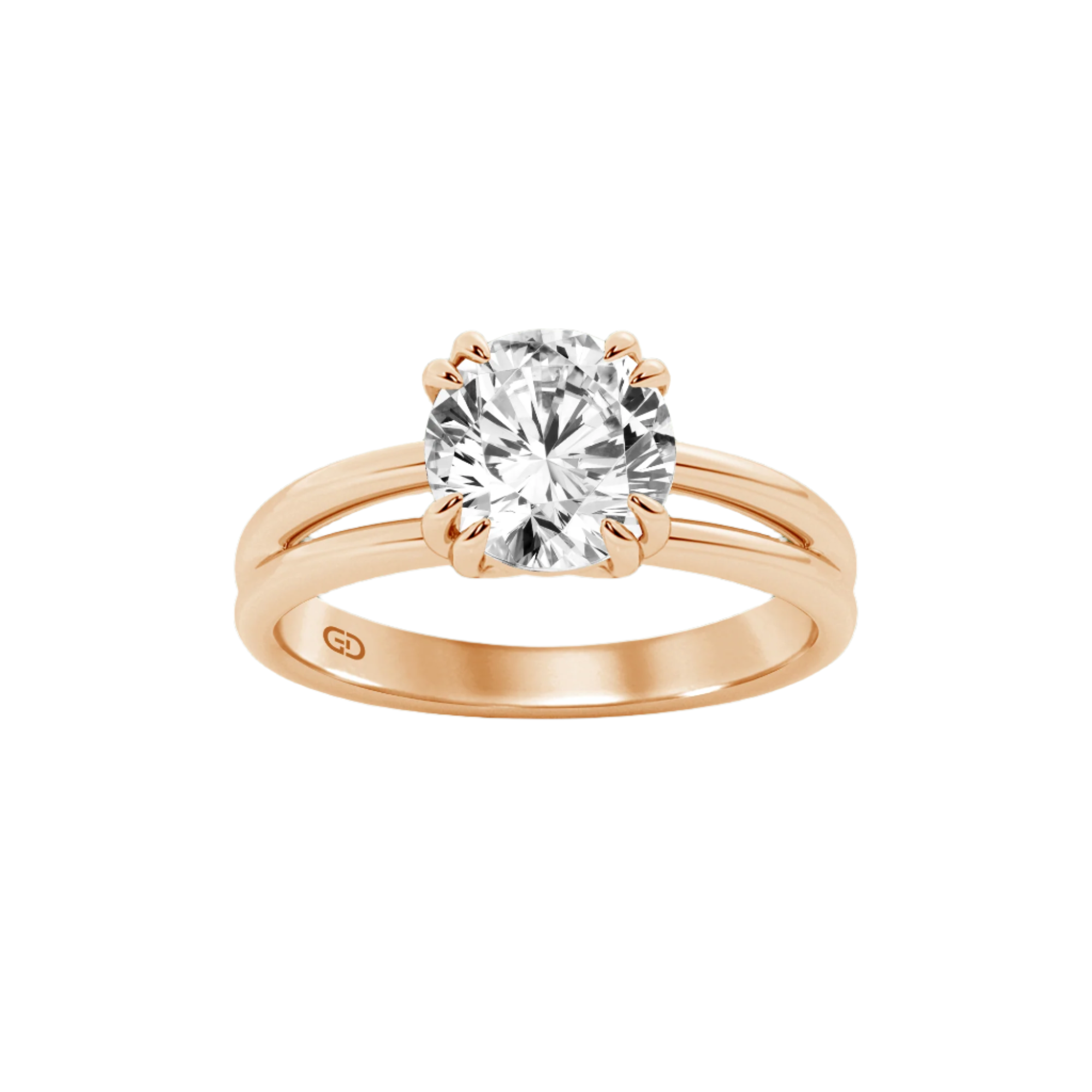 Serenity Split Shank Rings in 10kt Gold - Round Brilliant Cut