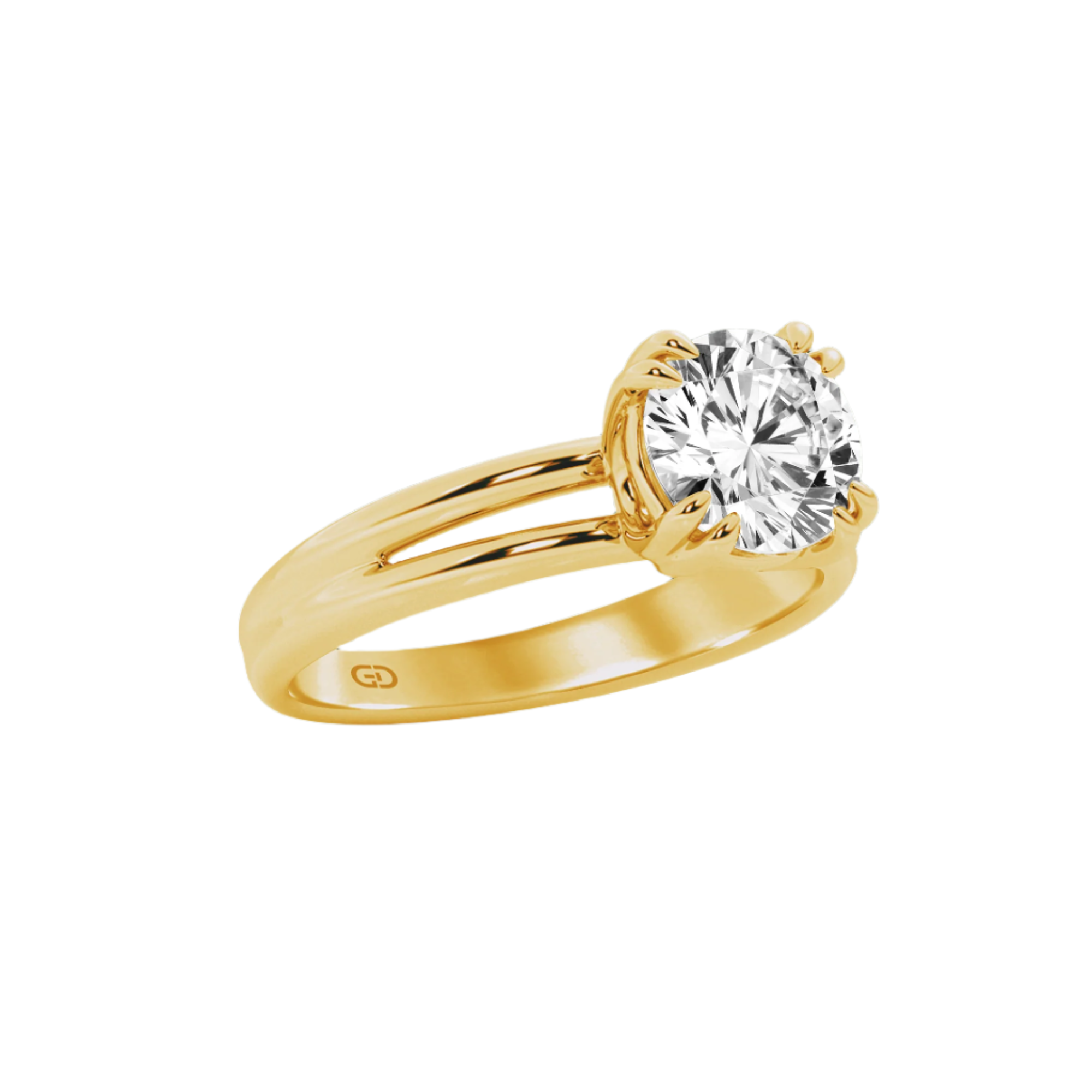 Serenity Split Shank Rings in 10kt Gold - Round Brilliant Cut