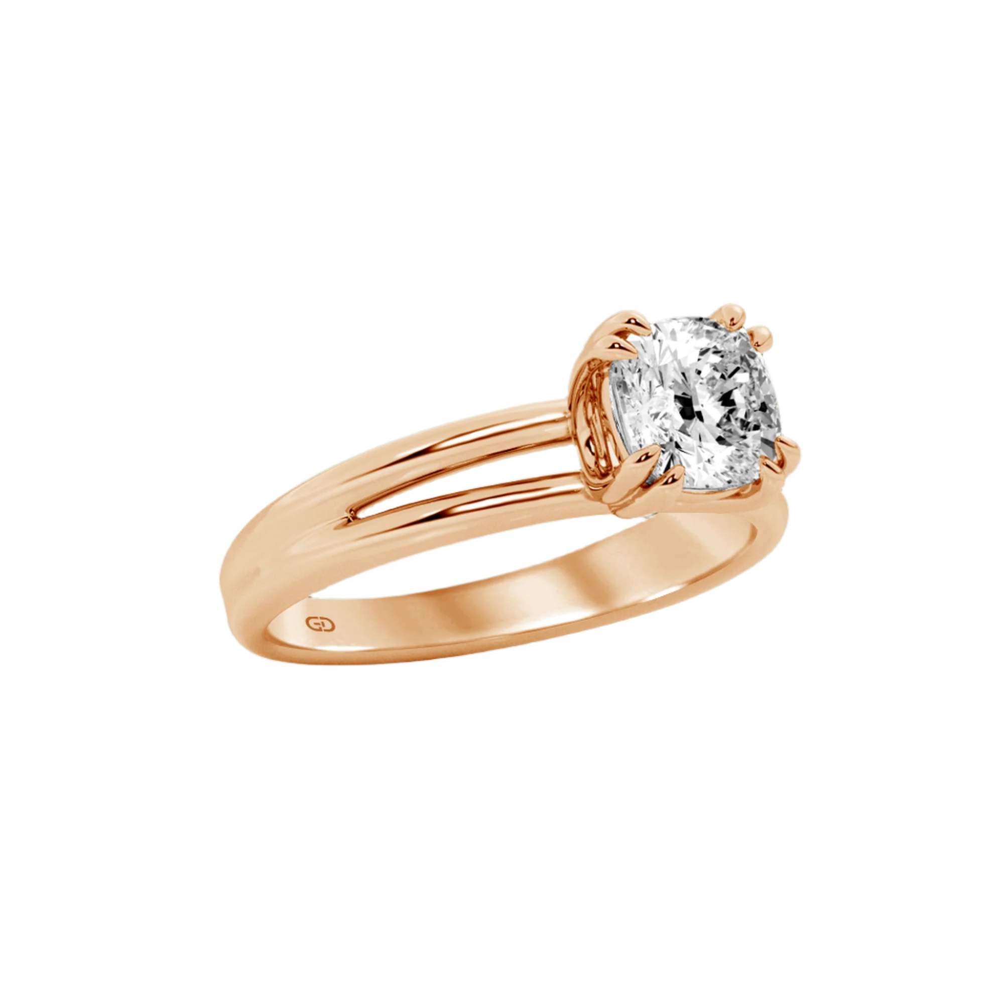 Serenity Split Shank Rings in 10kt Gold - Cushion Cut