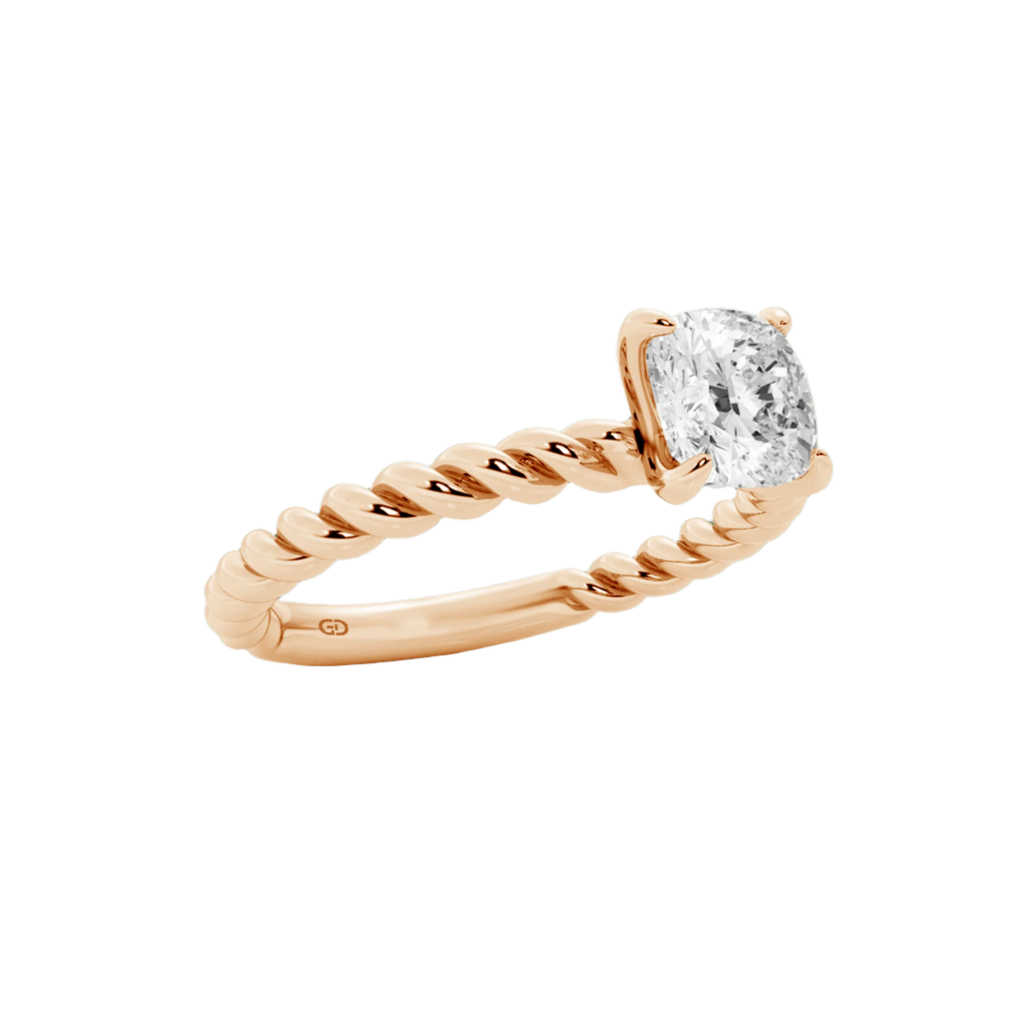 Serenity Cushion Diamond in Silver 925 Ring with Gold Vermeil