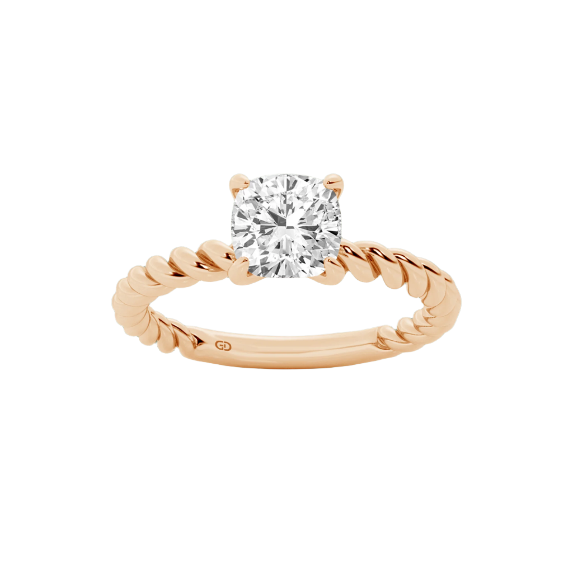 Serenity Cushion Diamond in Silver 925 Ring with Gold Vermeil