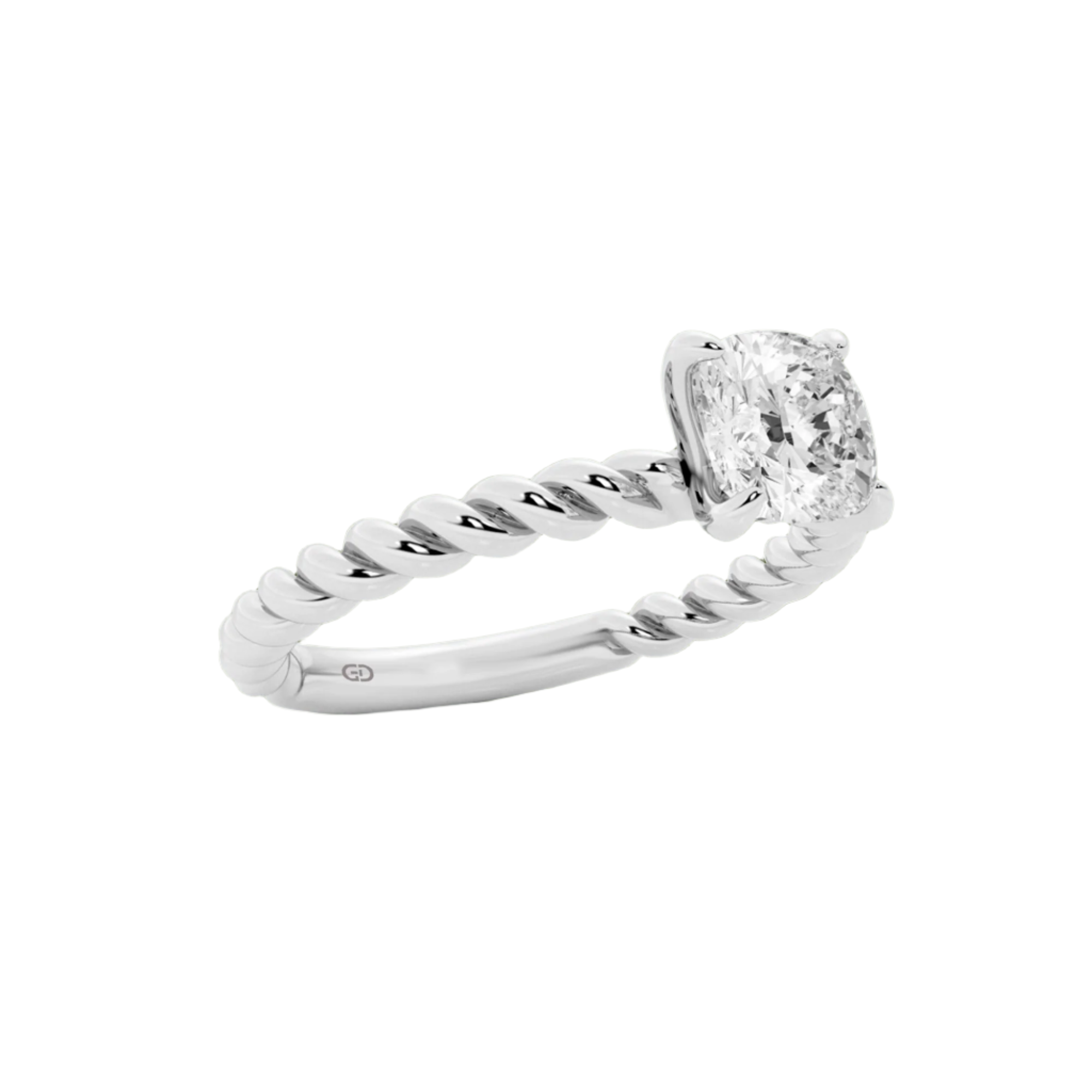 Serenity Cushion Diamond in Silver 925 Ring with Gold Vermeil