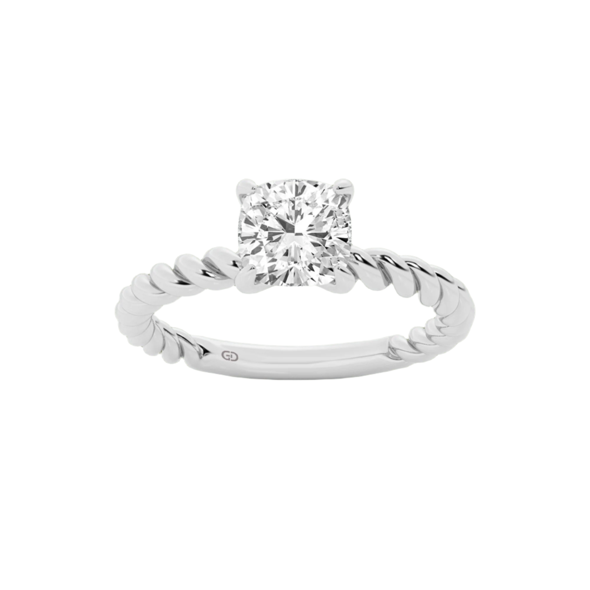 Serenity Cushion Diamond in Silver 925 Ring with Gold Vermeil