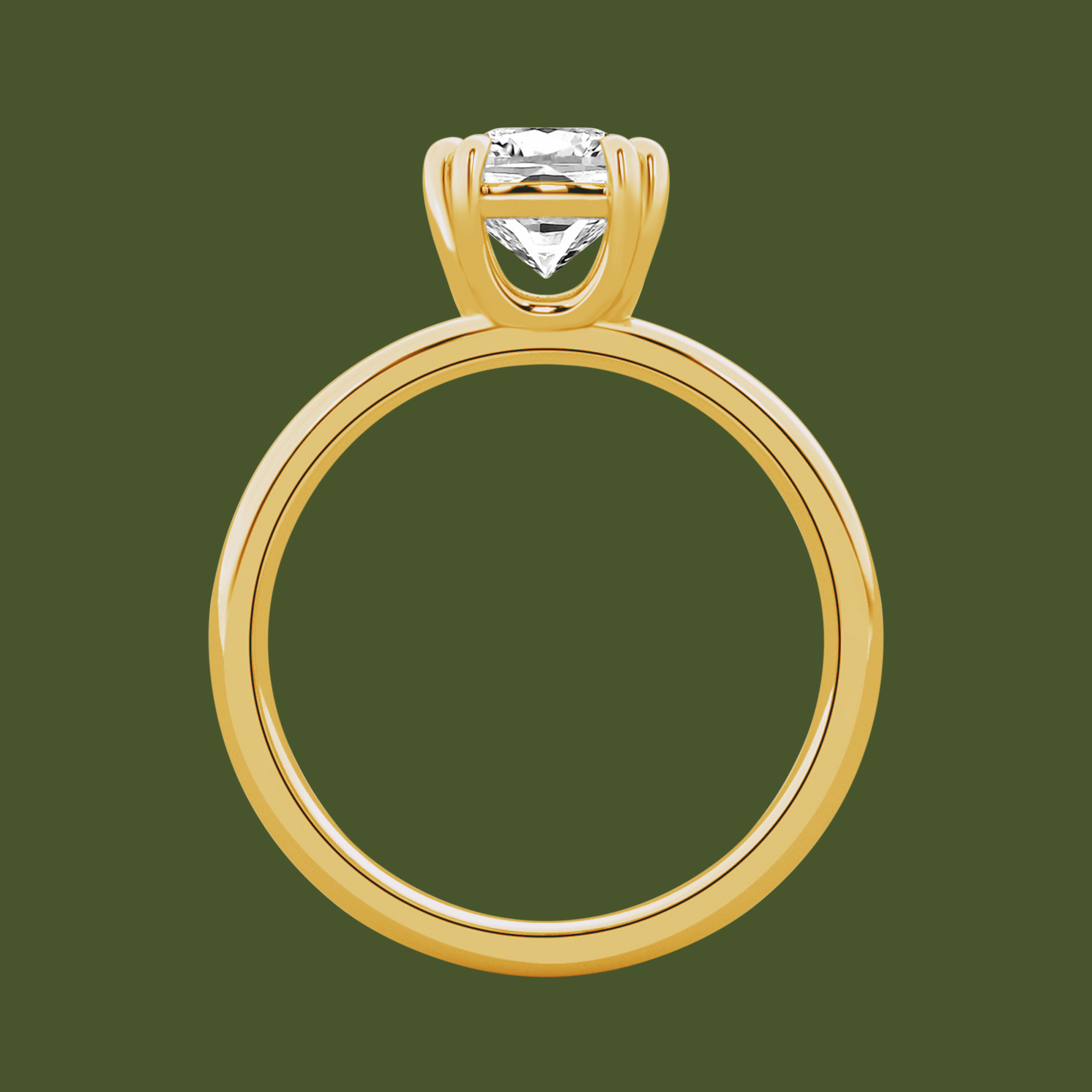 Serenity Solitaire Ring - Cushion Diamond in Silver 925 Ring with Gold Vermeil