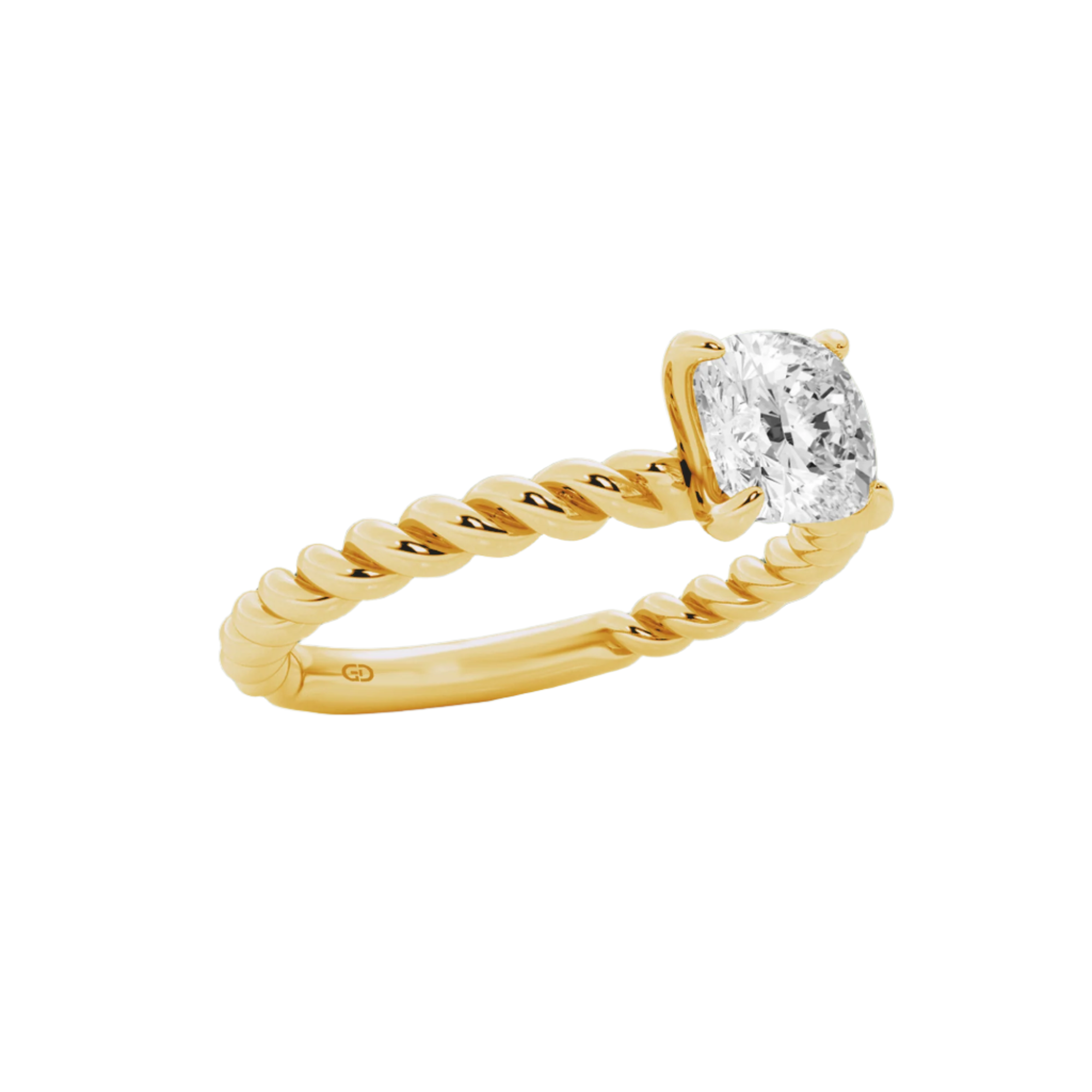 Serenity Cushion Diamond in Silver 925 Ring with Gold Vermeil