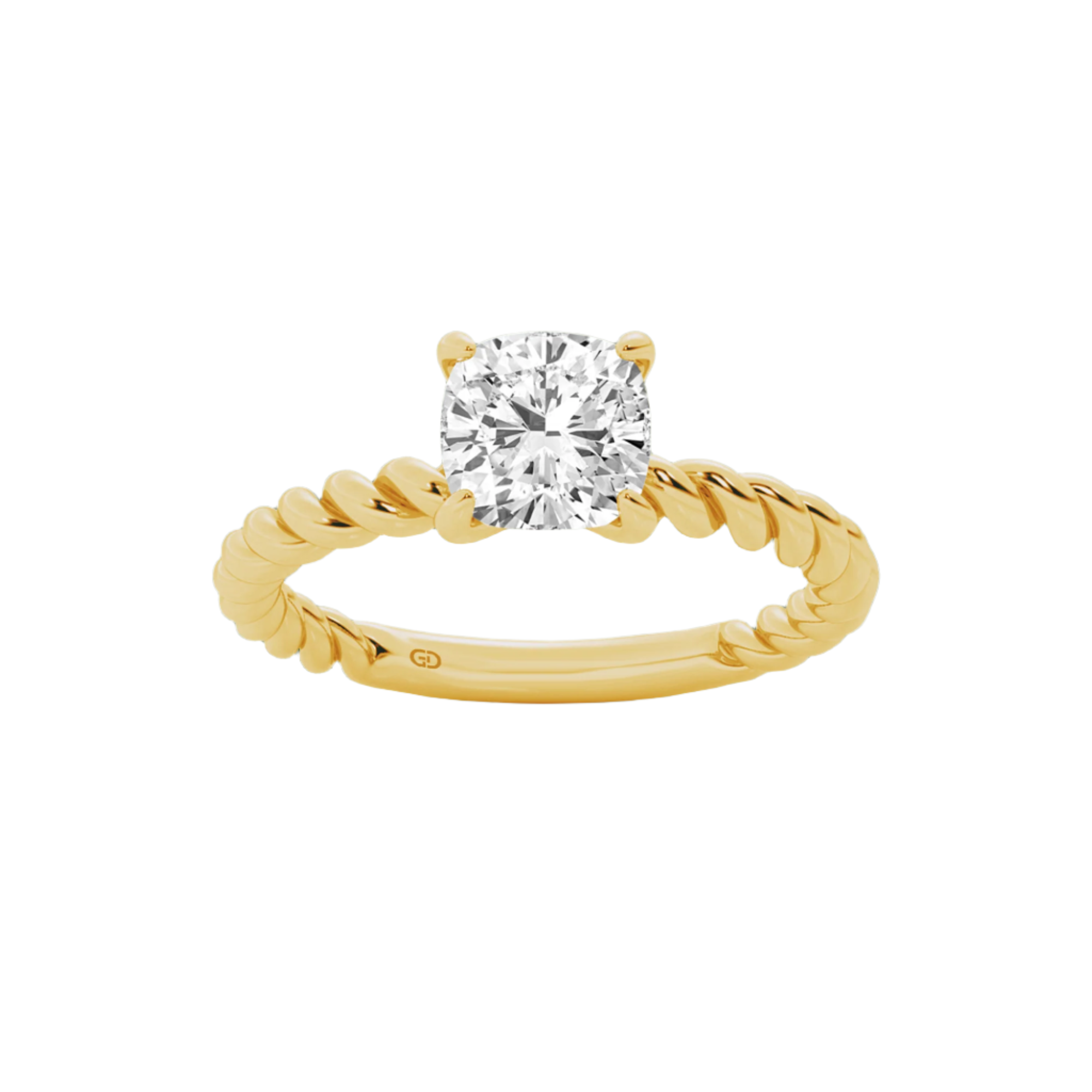 Serenity Cushion Diamond in Silver 925 Ring with Gold Vermeil